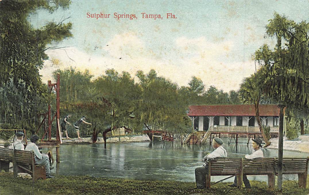c1910 People Bath House Sulphur Springs Tampa Bay FL P411