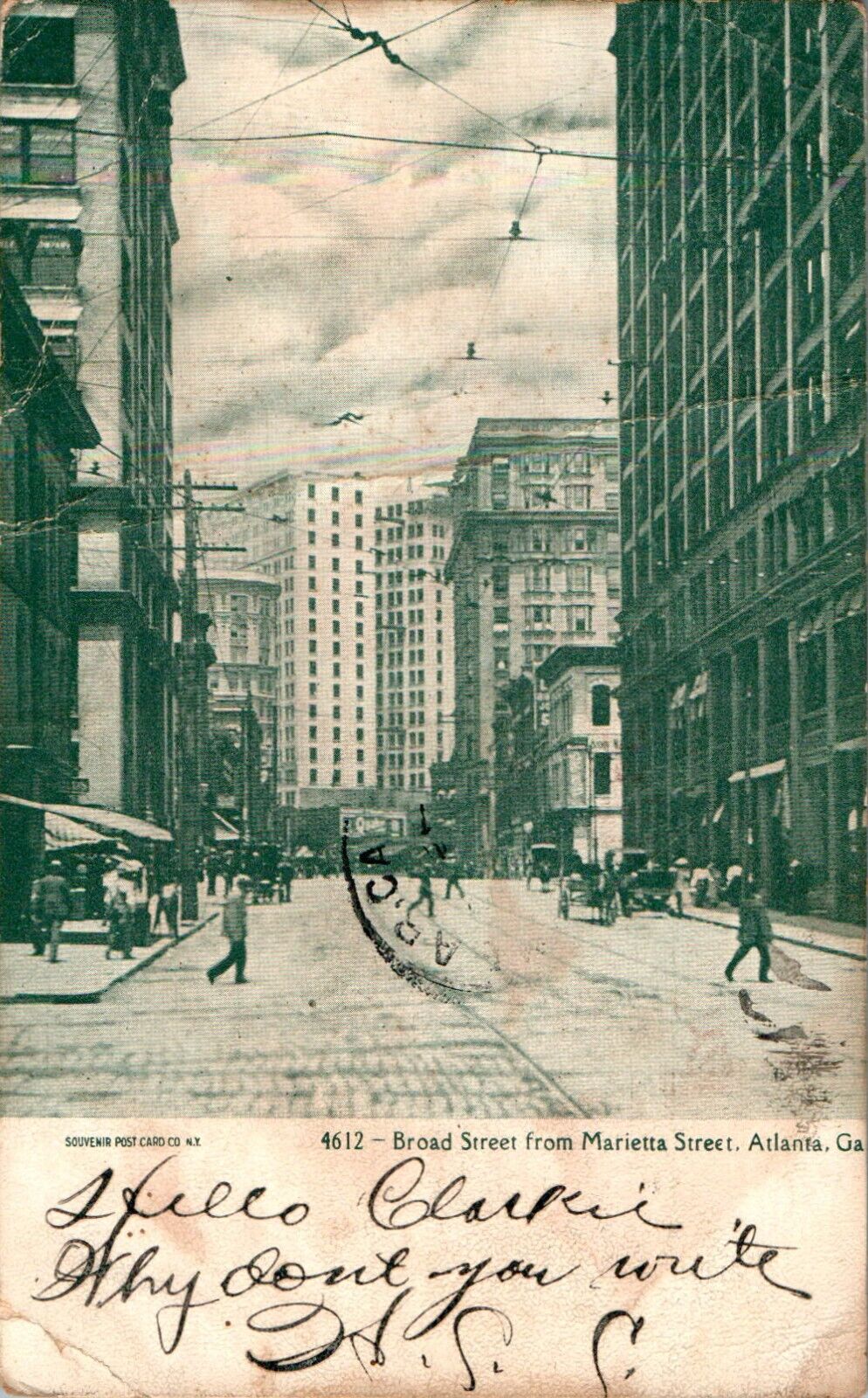 Broad Street from Marietta Street, Horse and Buggy, Atlanta, Georgia GA 1907