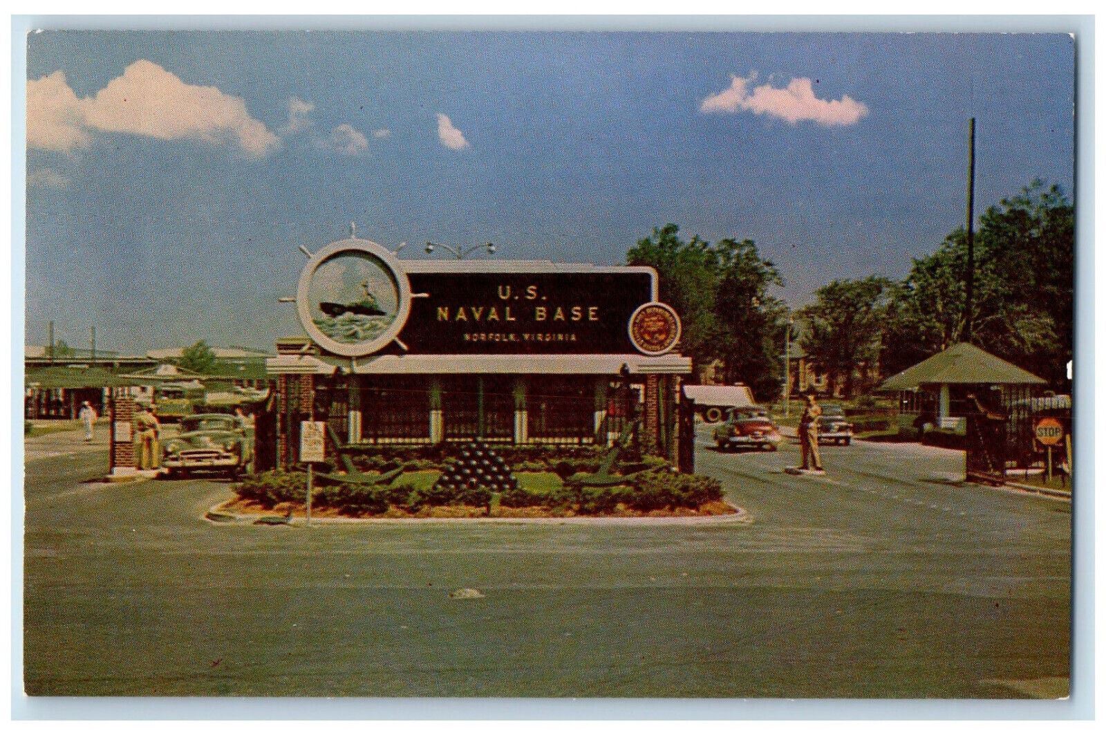 c1950s Main Gate US Naval Base Hampton Boulevard Norfolk VA Postcard