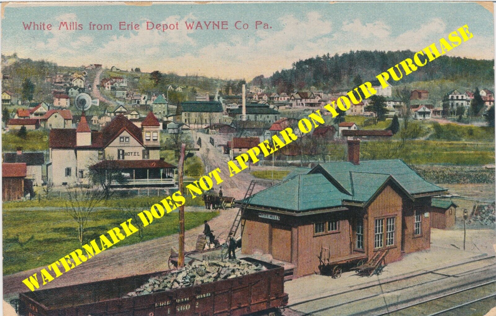 Erie Railroad White Mills PA station DB PM 7/28/1910