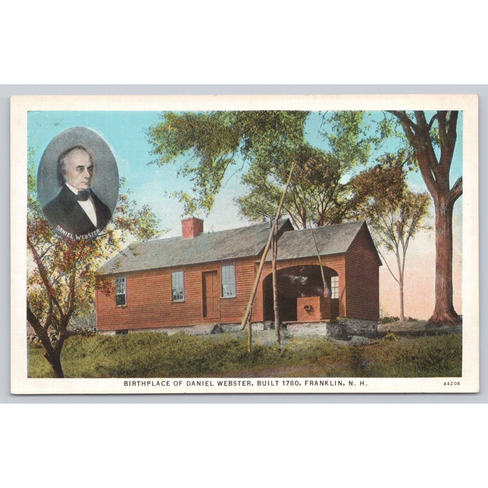 Postcard White Border Birthplace of Daniel Webster Built 1780 Franklin NH