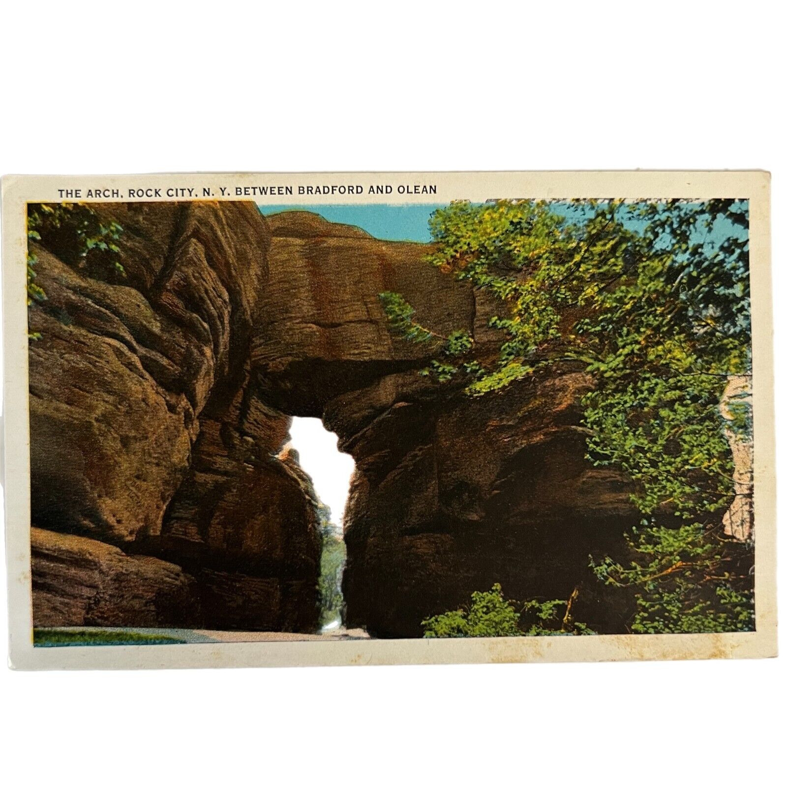 Vintage The Arch Rock City NY Bradford Olean Postcard Tichnor Quality Views