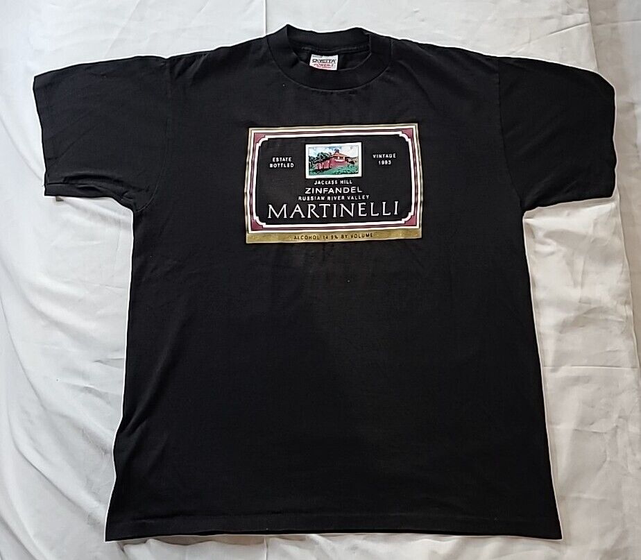 Vintage 1993 ONEITA Martinelli Zinfandel Winery Single Stitch T-Shirt USA Made
