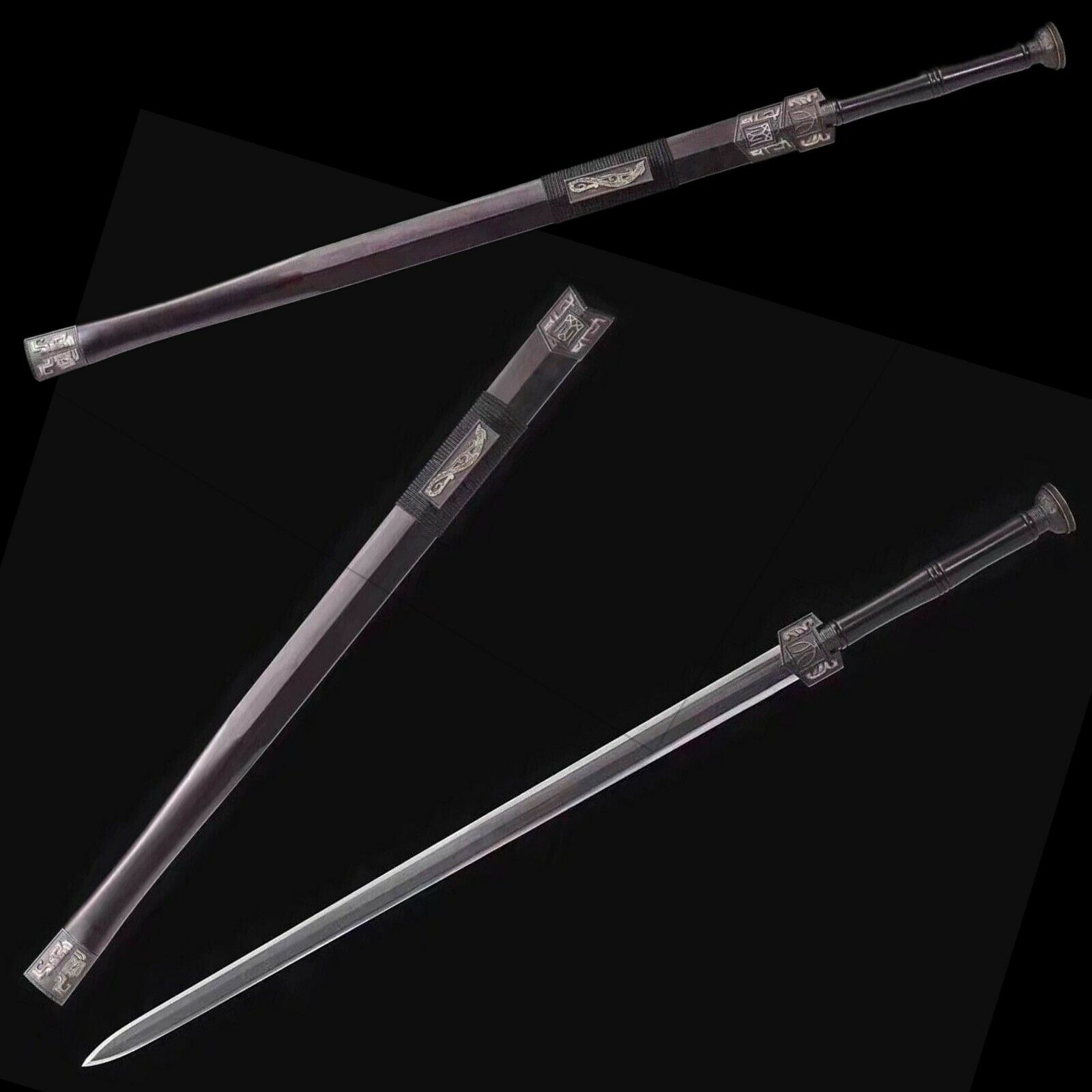 43“ Handmade Chinese HAN Dynasty Jian Folded Steel 8 sides Blade Battle Sword