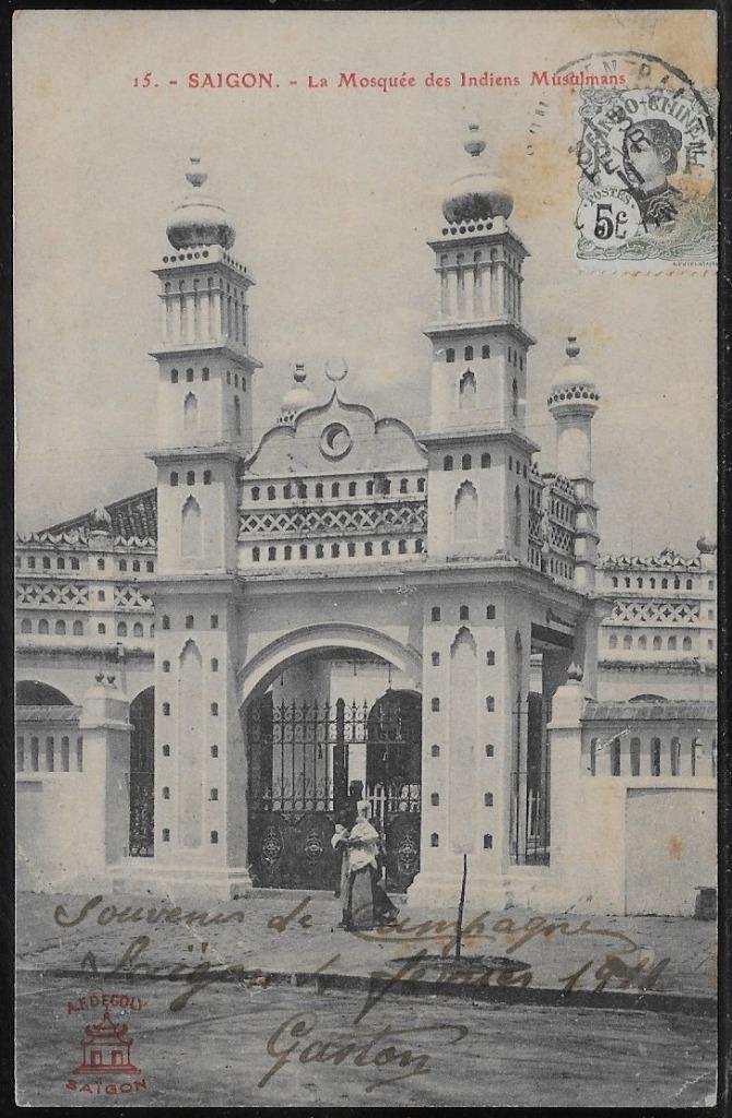 Indochina PPC 1911 Cochin China Saigon the Muslim Indians Mosque