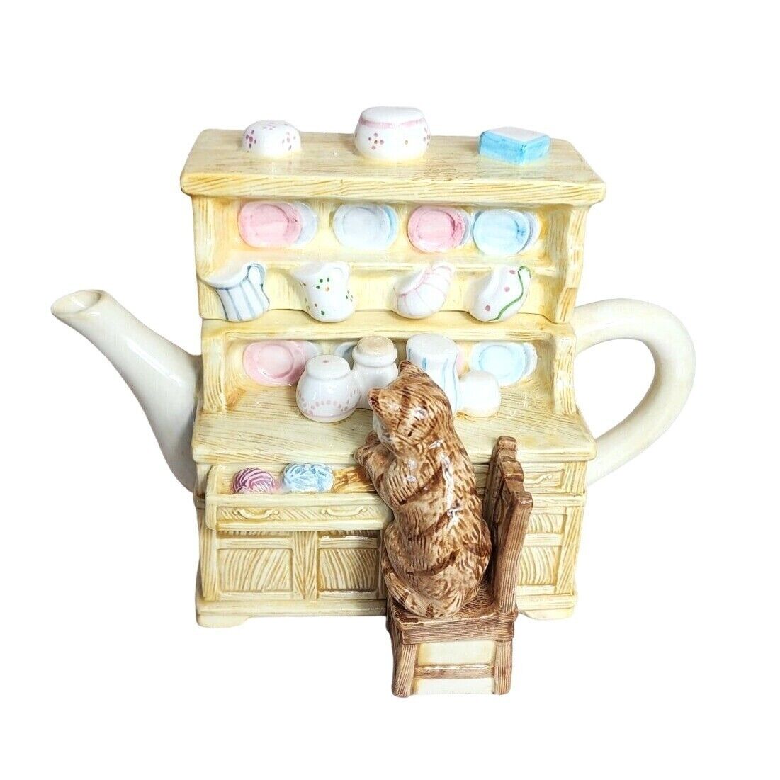 Vintage Schmid Beatrix Potter Musical Teapot: Tea For Two for Cat Lovers Shelf S