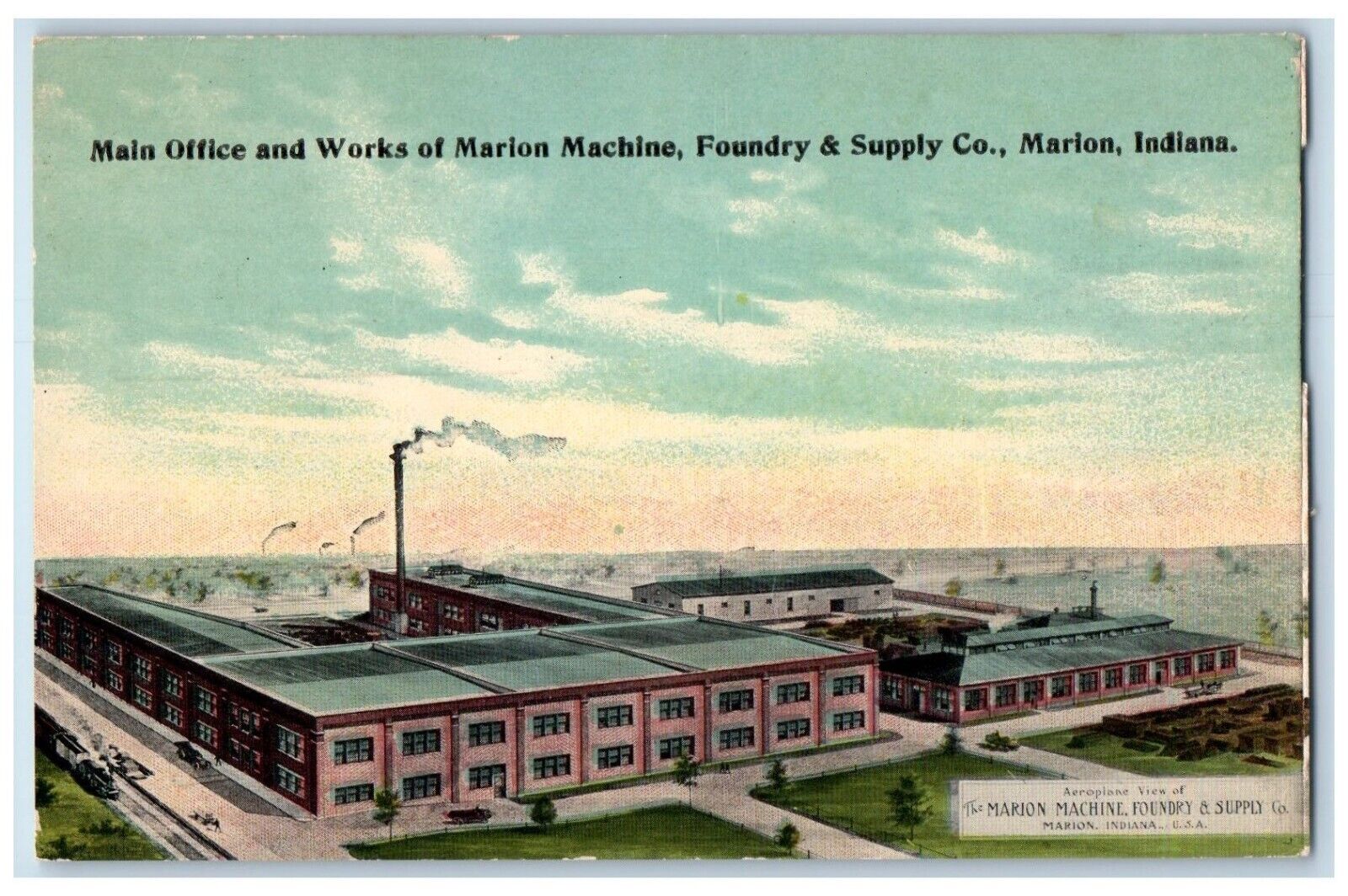 c1910 Main Office Works of Marion Machine Foundry & Supply Indiana IN Postcard