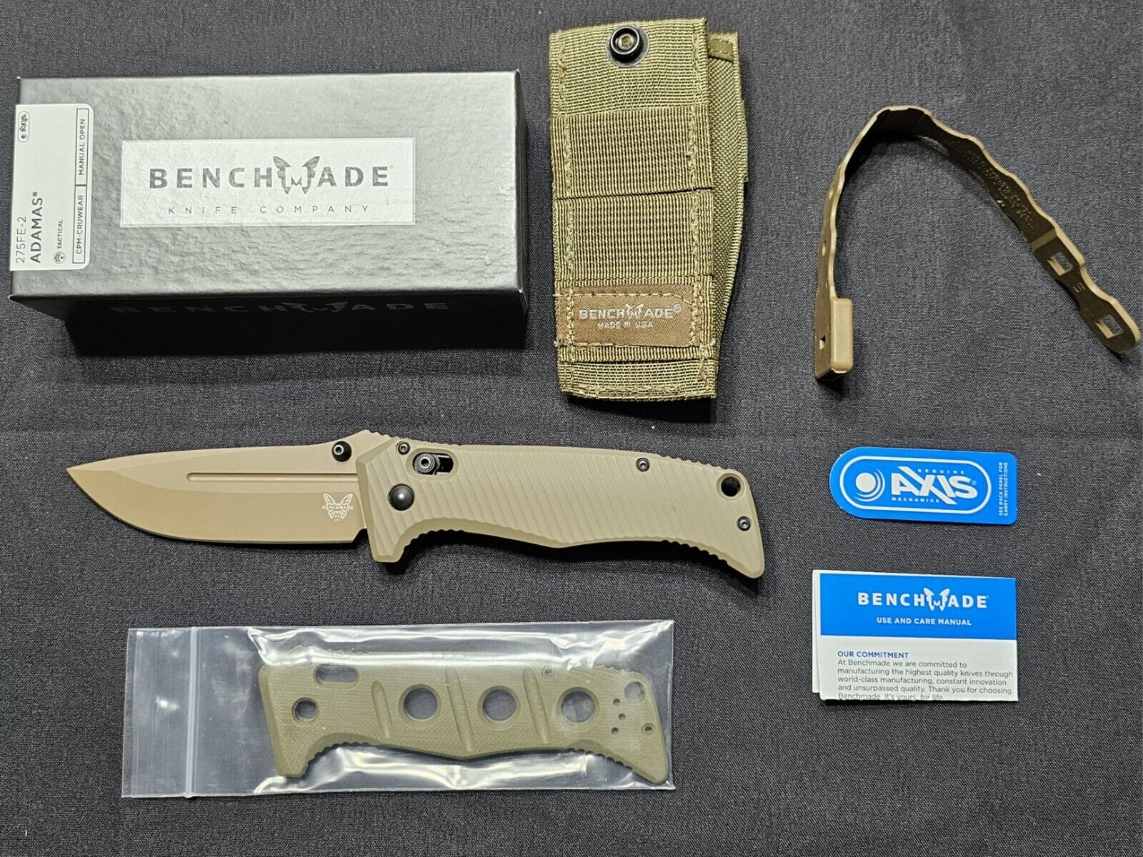Benchmade Adamas 275FE-2 CPM-CruWear AUTHENTIC with FDE AWT Scales