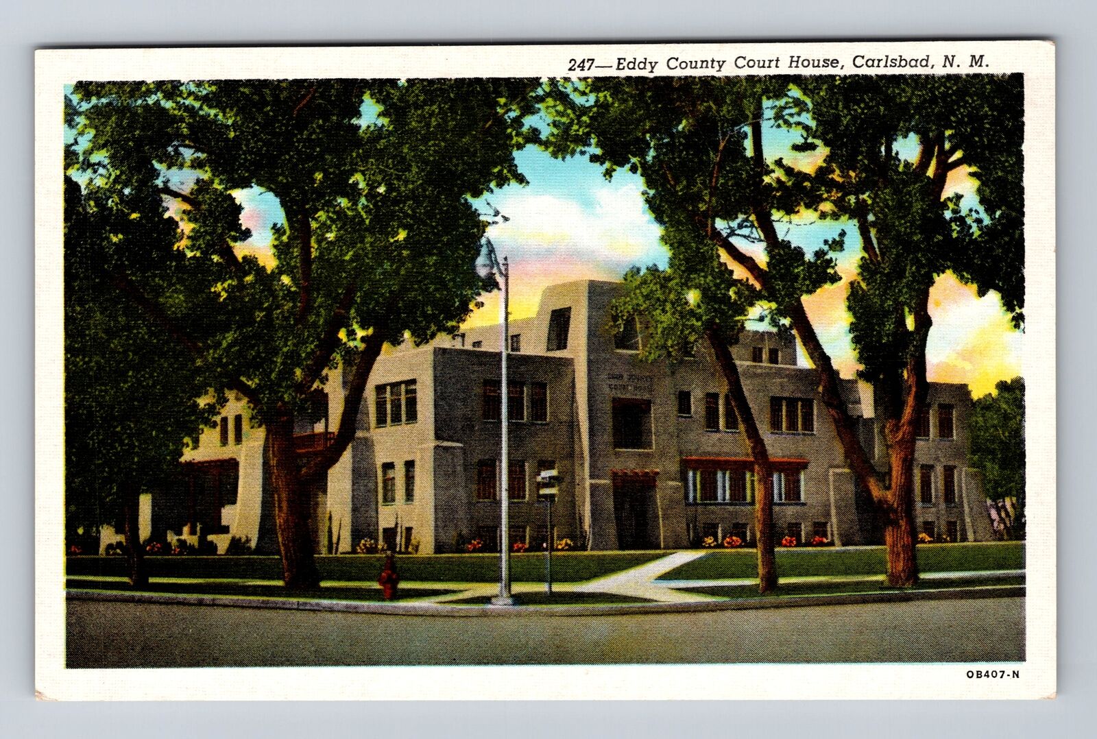 Carlsbad NM-New Mexico, Eddy County Court House, Antique Vintage Postcard