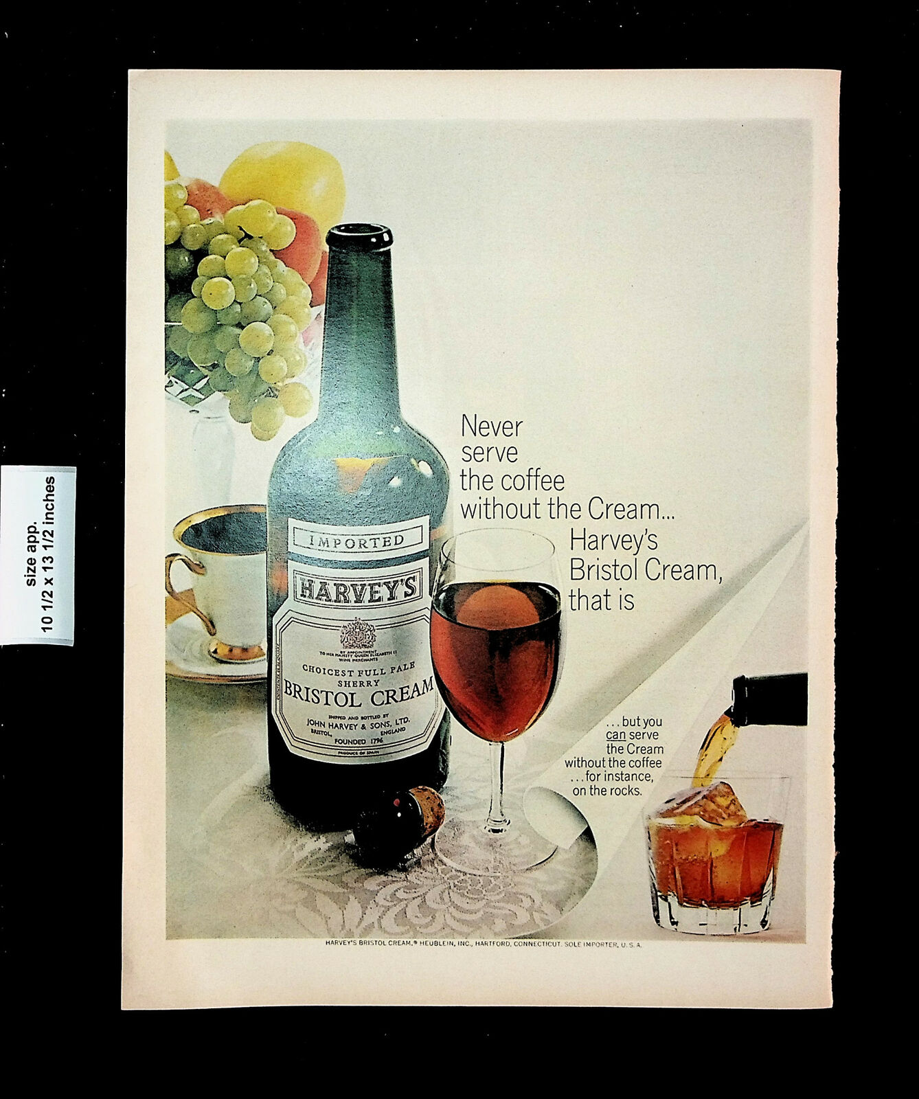 1965 Harvey\'s Bristol Cream Sherry Coffee Vintage Print Ad 27449