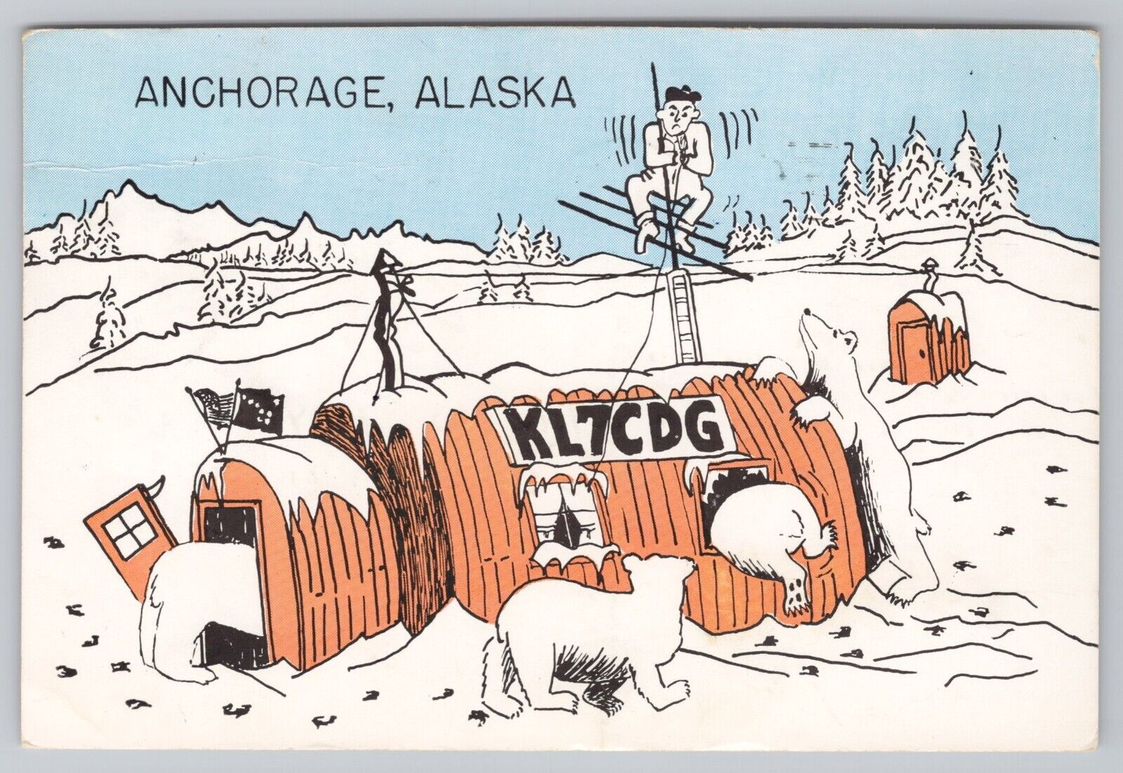QSL Postcard, Amateur Ham Radio KL7CDG Anchorage AK 0750