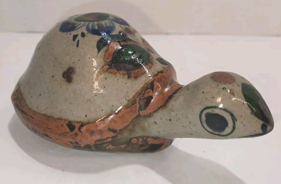 VTG RARE Jorge Wilmot Tonala Mexico Pottery Turtle Figurine Folk Art Signed 