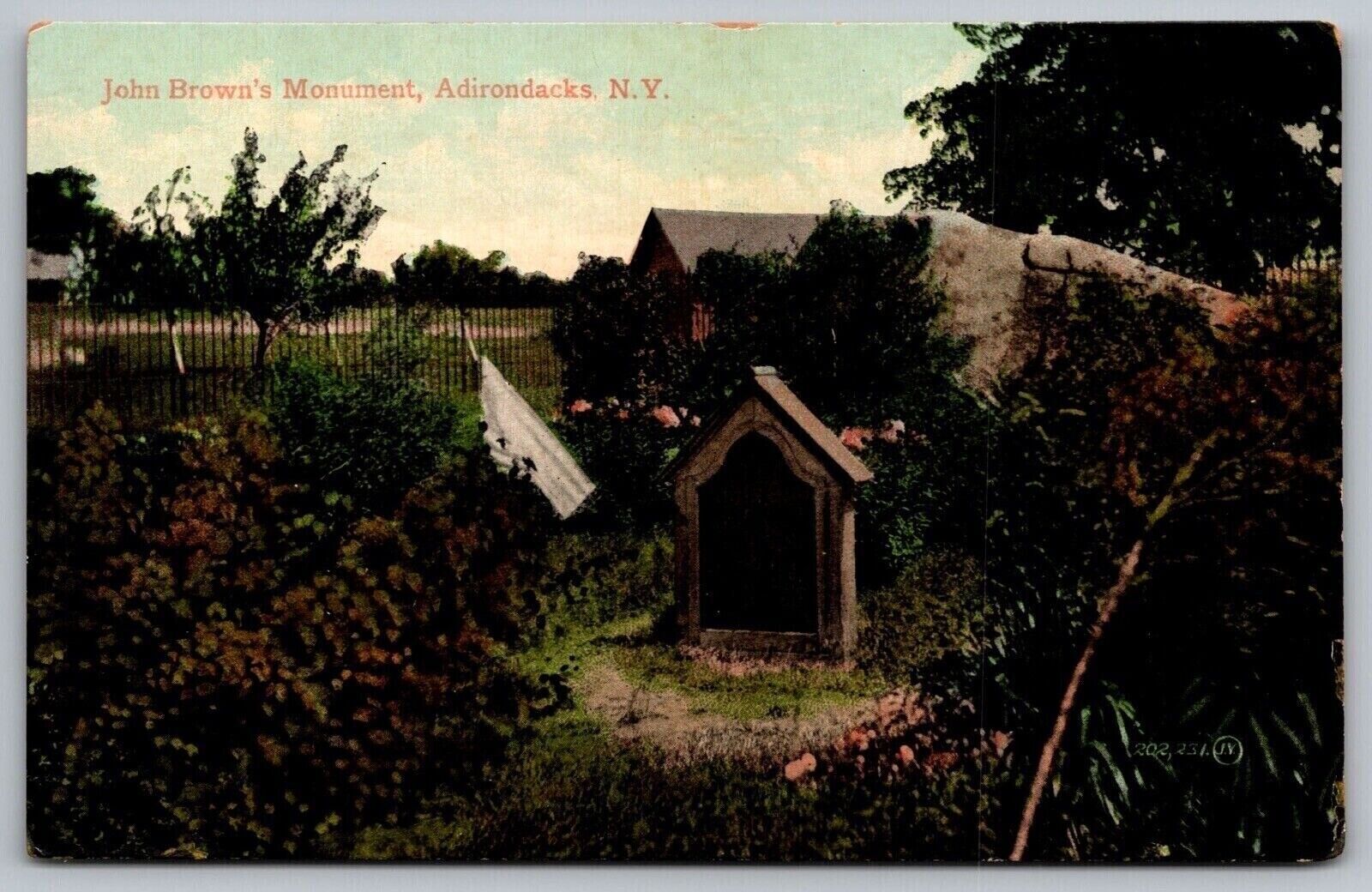 John Browns Monument Adirondacks New York Ny Antique Postcard