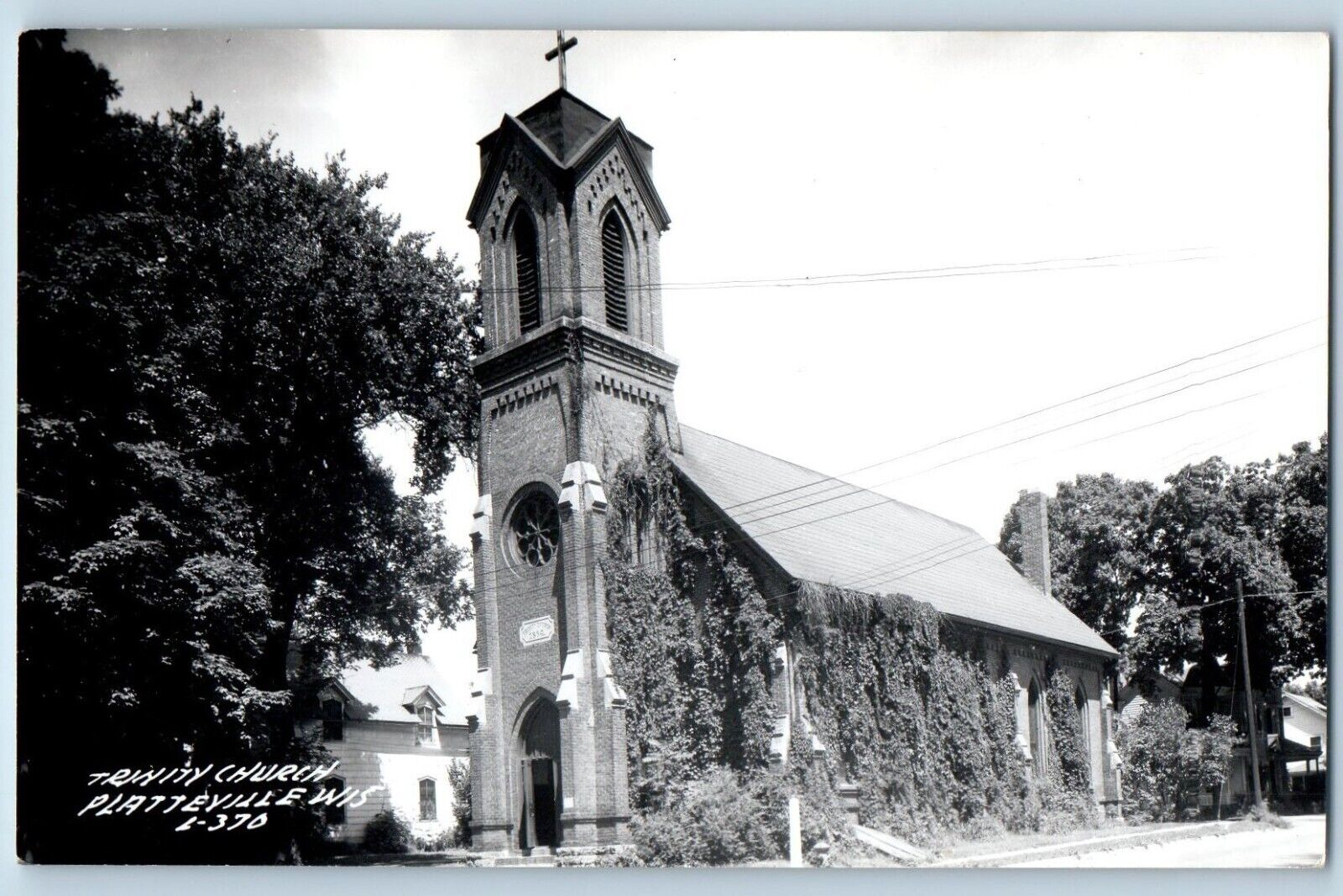 Platteville Wisconsin WI Postcard RPPC Photo Trinity Church c1940\'s Vintage