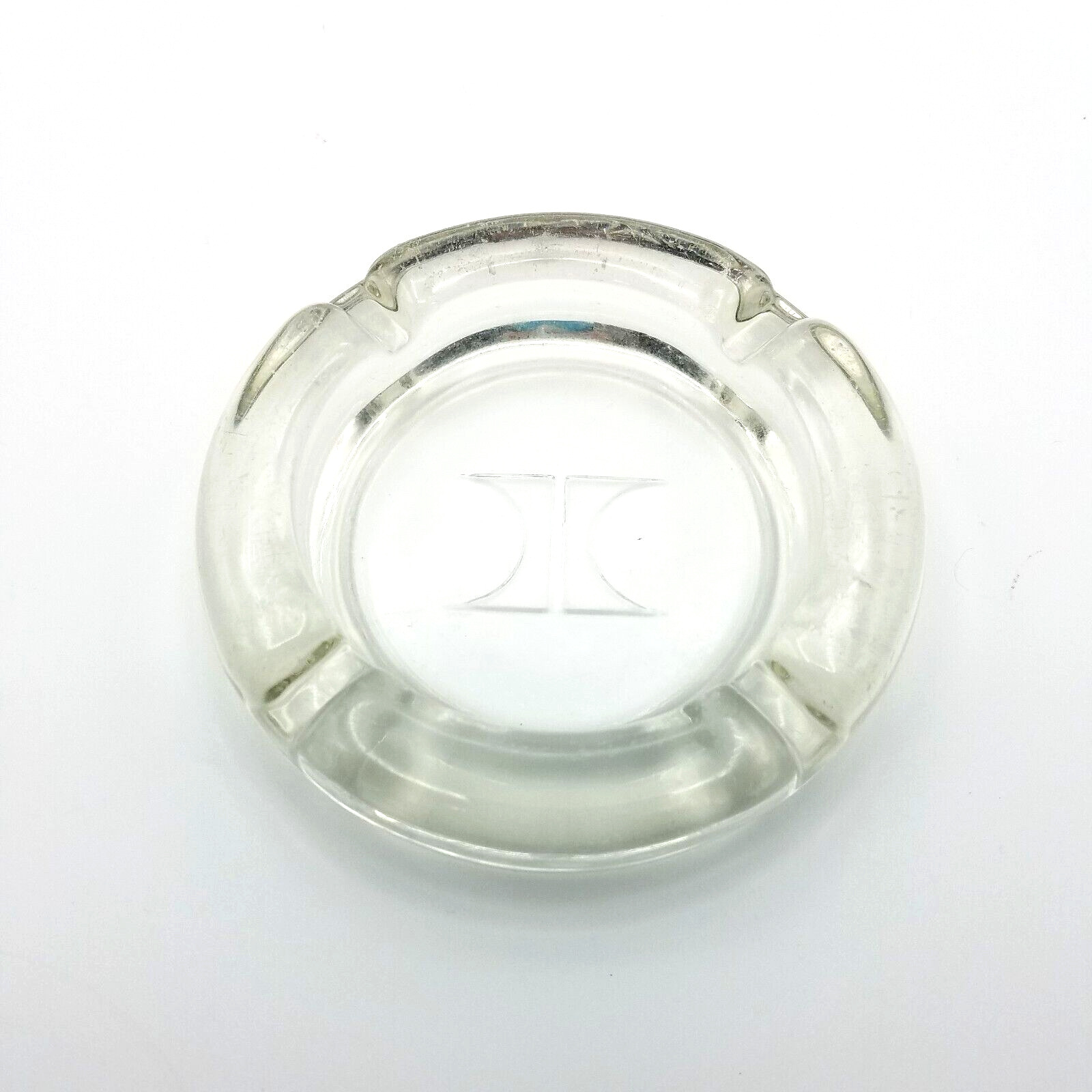 Vintage Hilton Crystal Clear Embossed Glass Ashtray Pre Loved Collectible