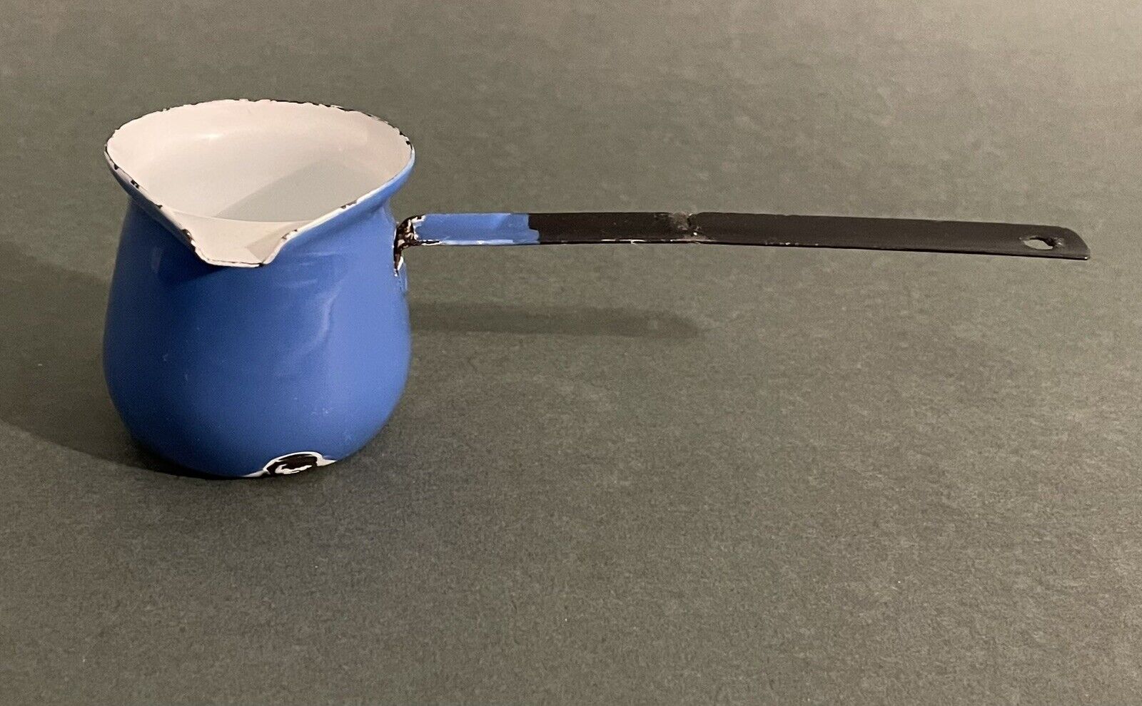 Vintage Enamelware Butter Warmer Blue and White Rustic Kitchen Decor