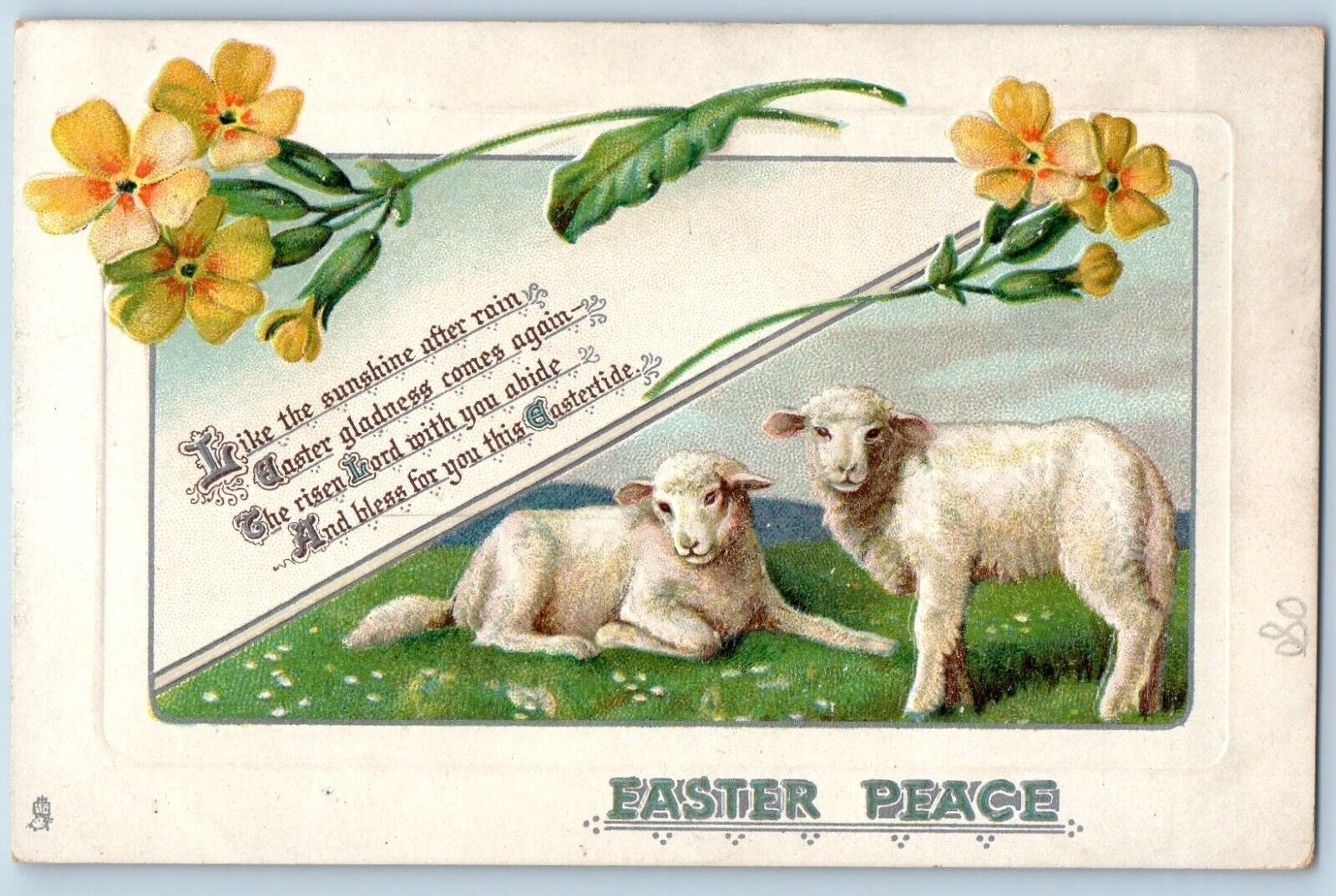 Monticello Minnesota MN Postcard Easter Lamb And Flowers Scene Embossed Tuck