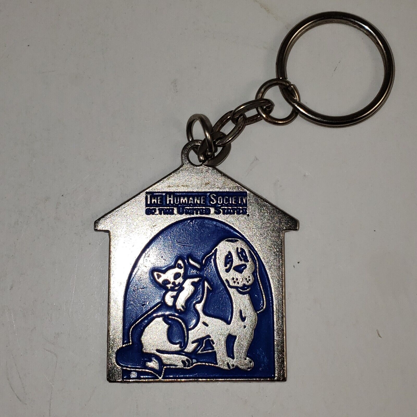 Vintage The Humane Society Of The United States Dog Cat Keychain  Key Fob Ring