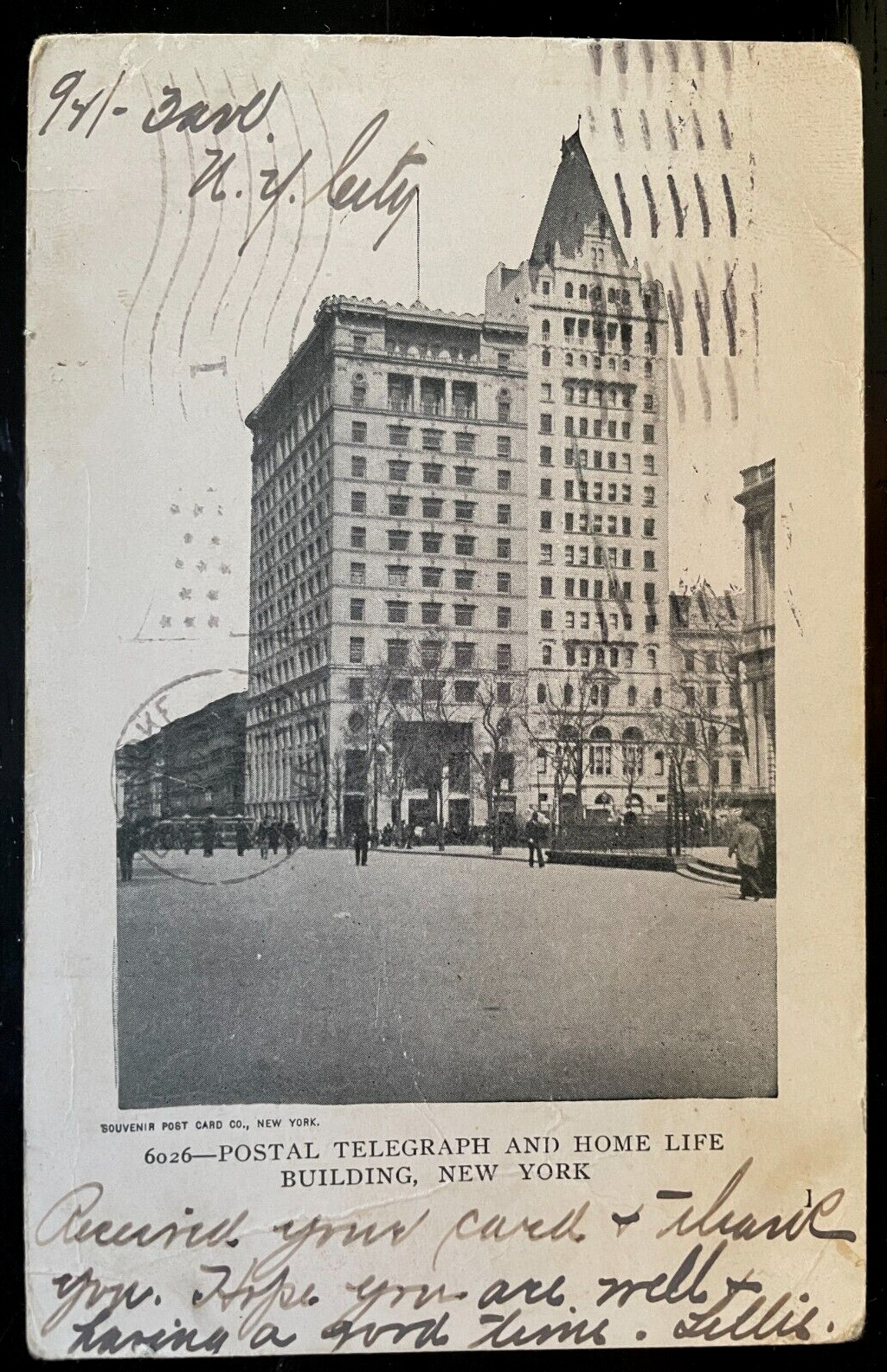 Vintage Postcard 1906 Postal Telegraph & Home Life Building, New York City (NY)