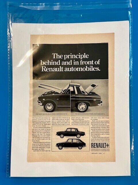 1969 ORIGINAL VINTAGE PRINT AD Renault Automobile Car