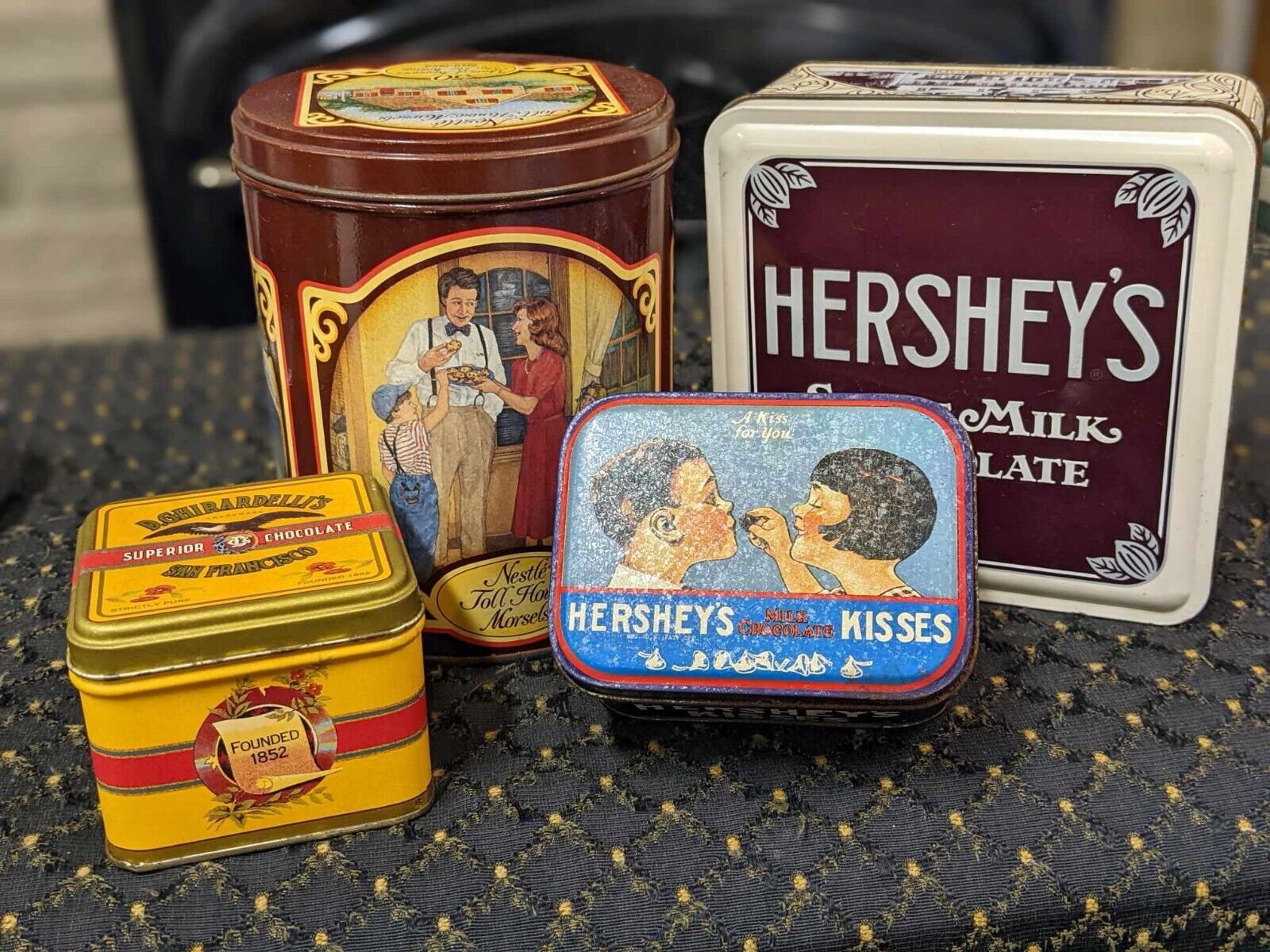 Vintage Hersey Nestle Ghirardelli Chocolate Tins Lot Of 4
