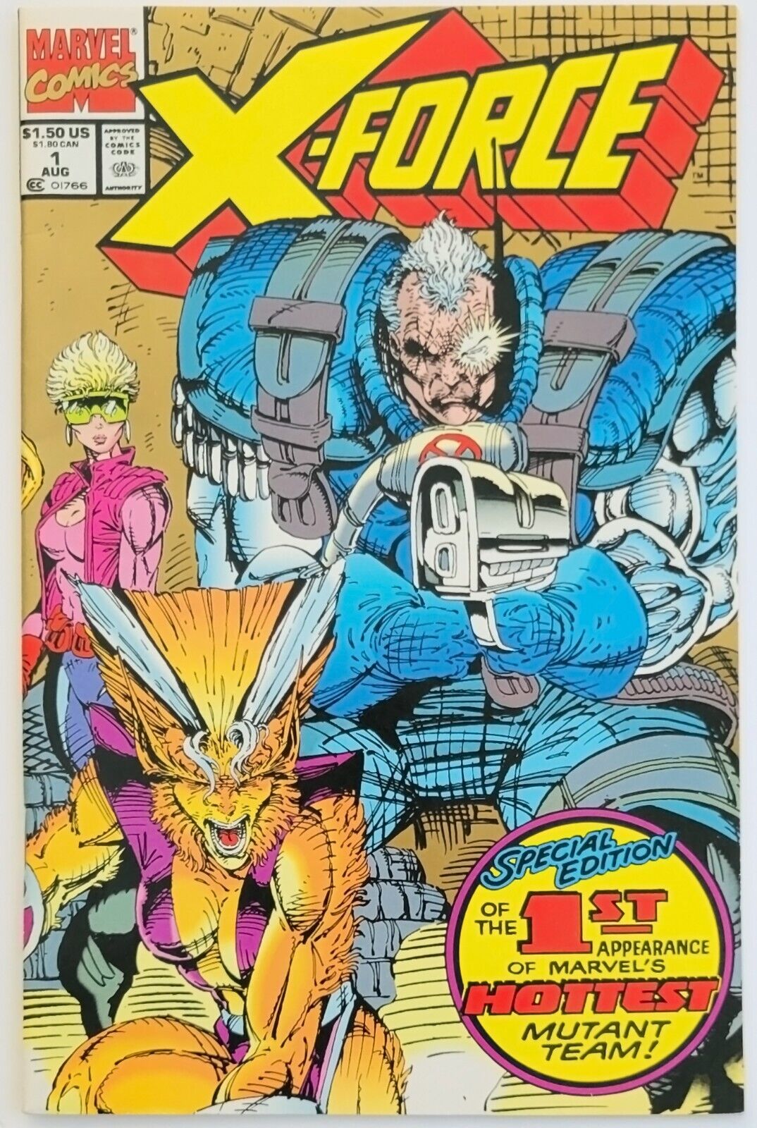 X-Force #1 Gold 2nd Printing (1991) Vintage Key 1st Cable's Telekinetic Powers