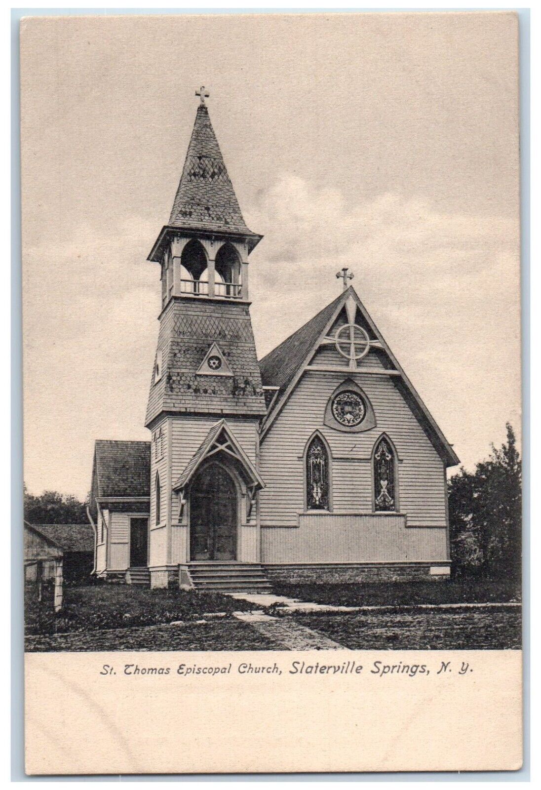 c1905 St. Thomas Episcopal Church Slaterville Springs NY Rotograph Postcard