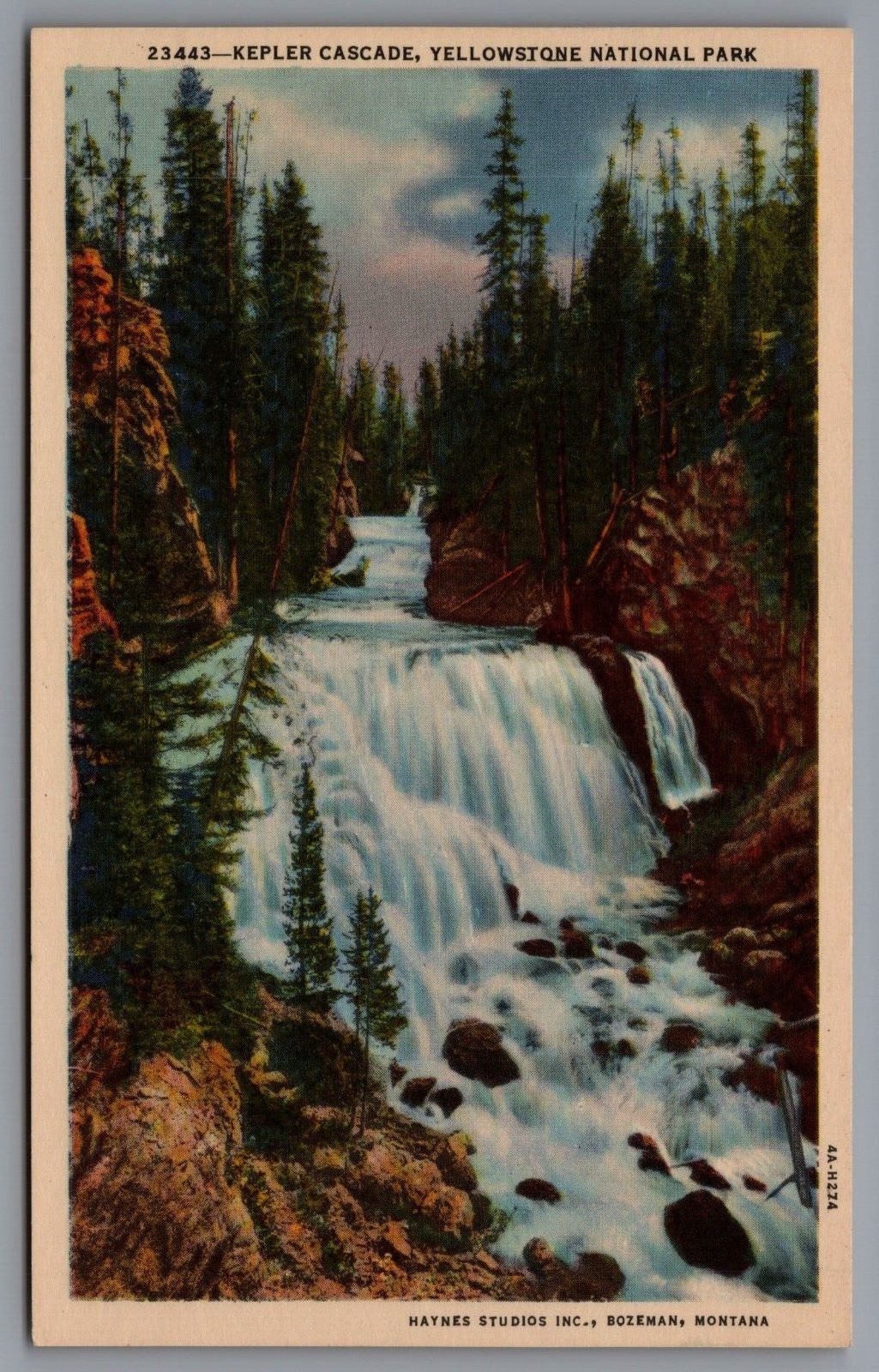 Postcard WY Kepler Cascade, Yellowstone National Park A6