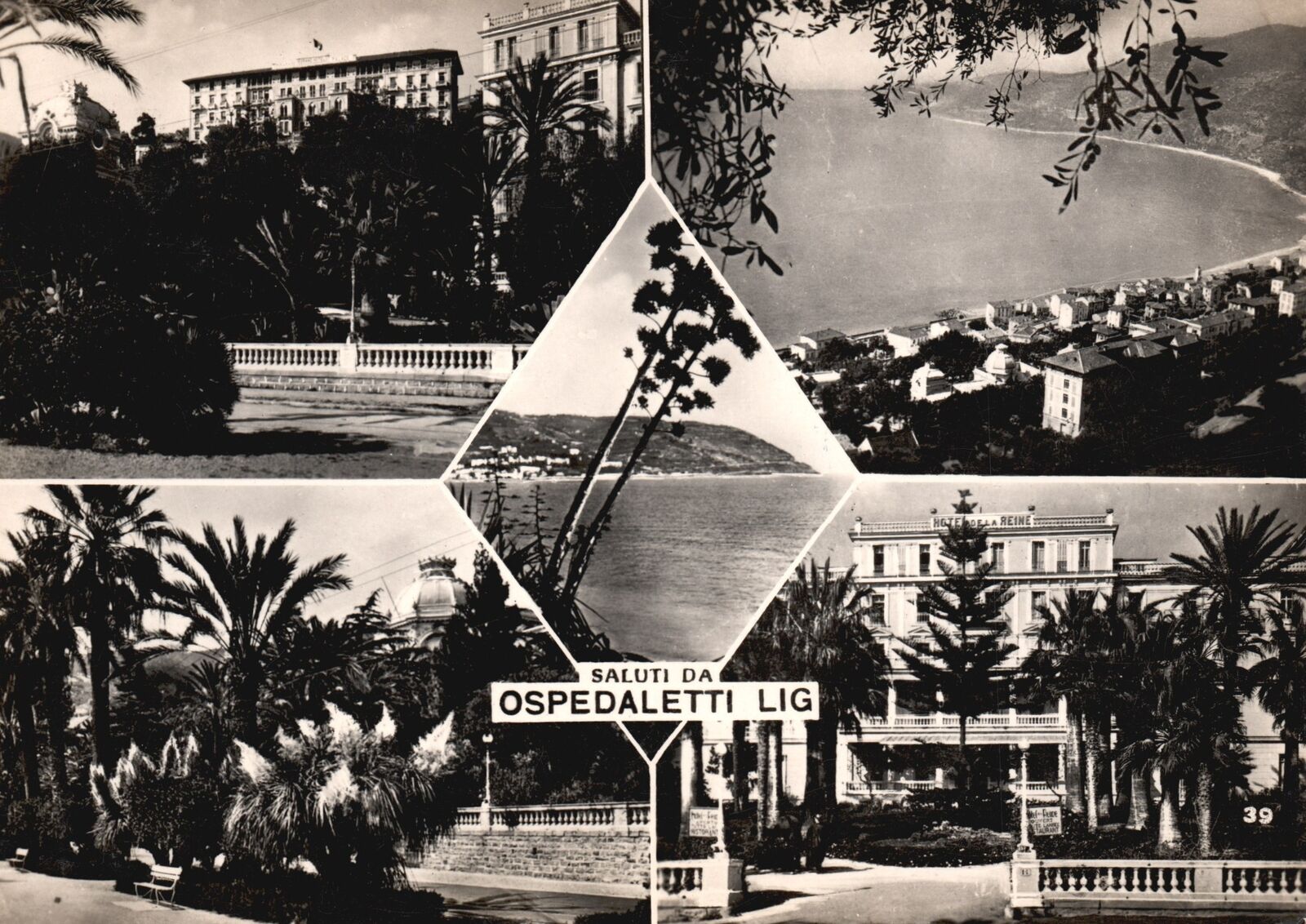 Vintage Postcard Real Photo Saluti Da Ospedaletti LA. Riviera Dei Fiori RPPC