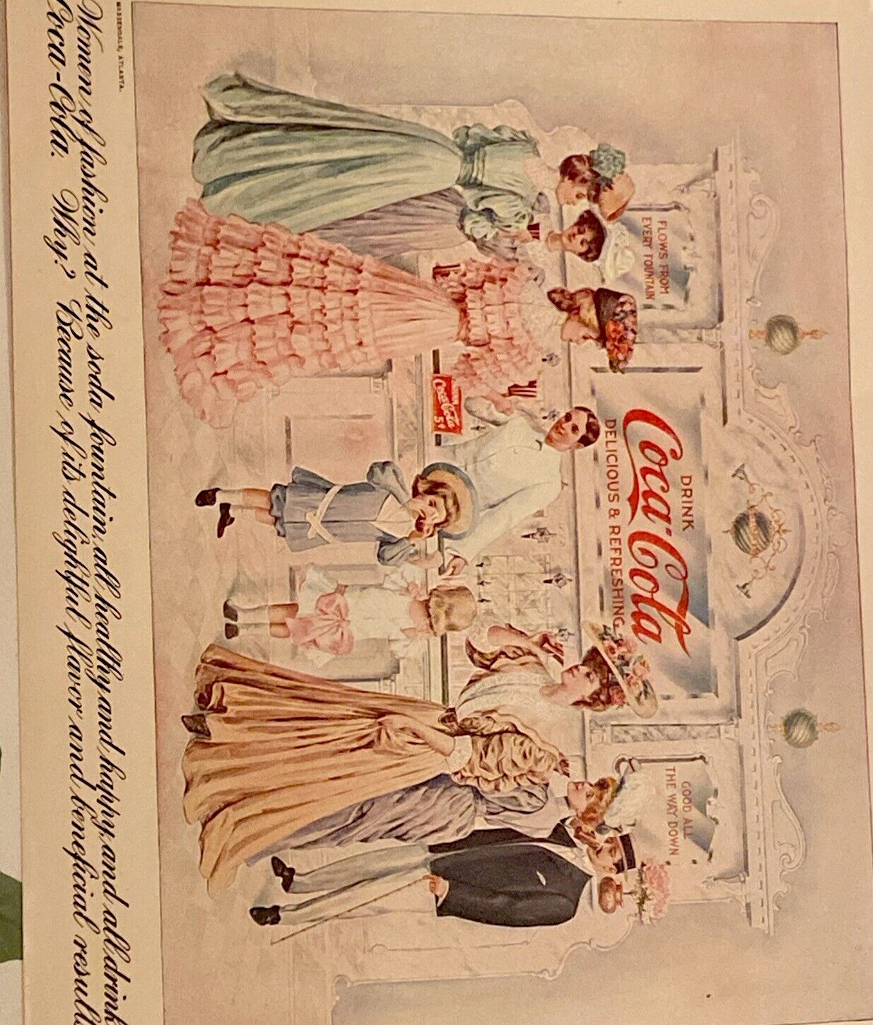 1905 Coca Cola Full  Color 2 Sided AD. Very Rare - Near Mint Original- 8 X 11