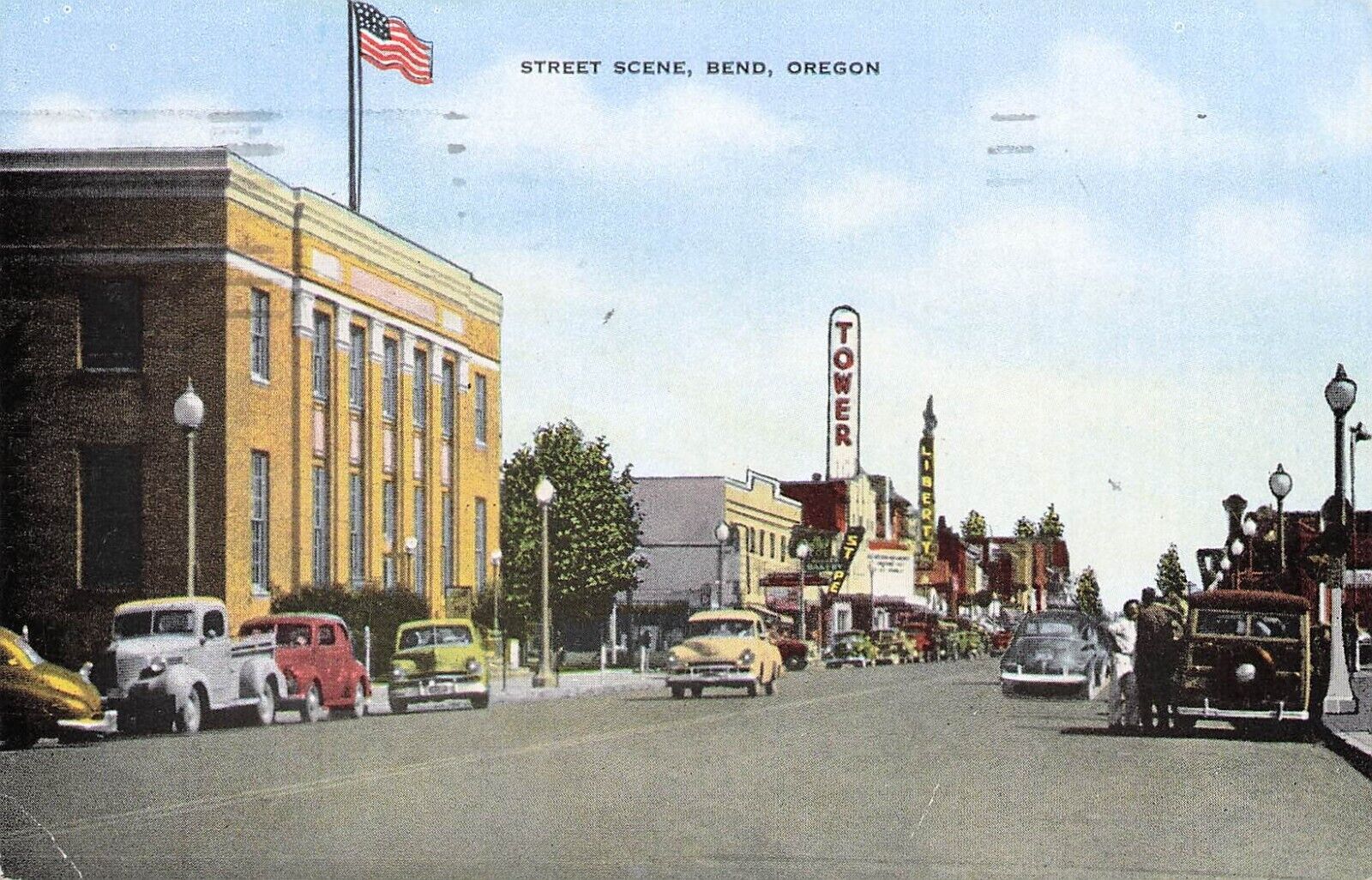 Street Scene Bend Oregon c1940\'s PM 1953