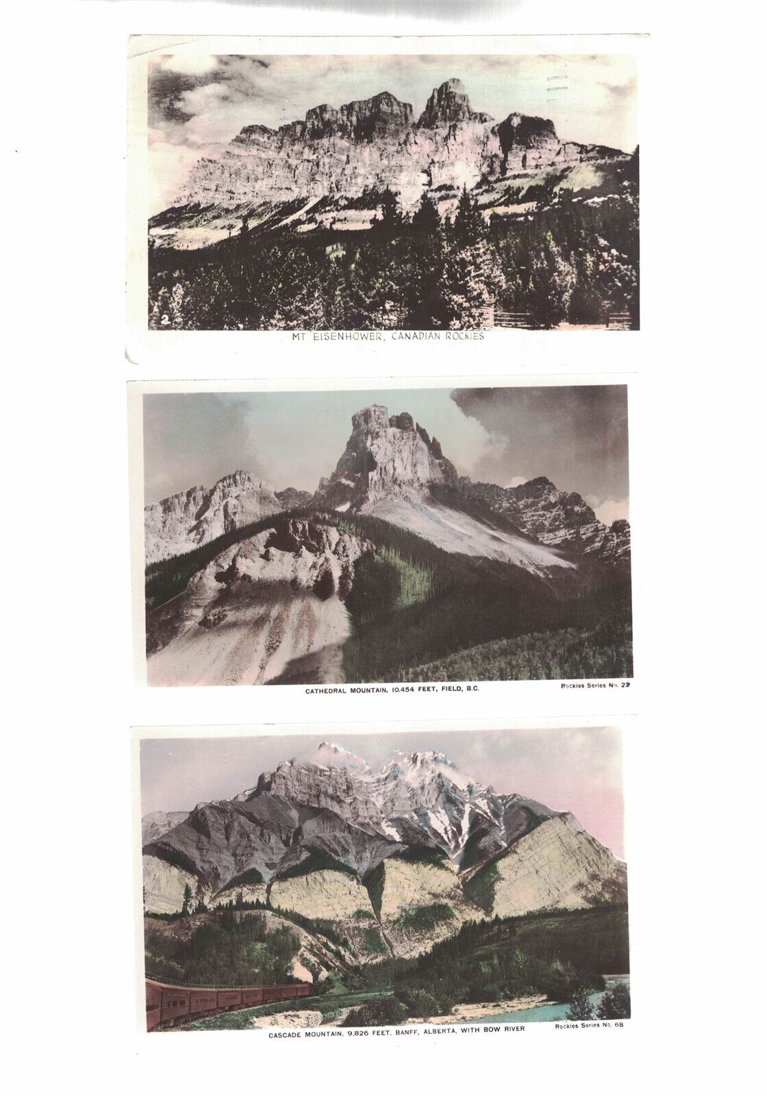 Banff Canadian Rockies Hand Colored RPPC LOT OF 3 Real Photo 1910 Canada 