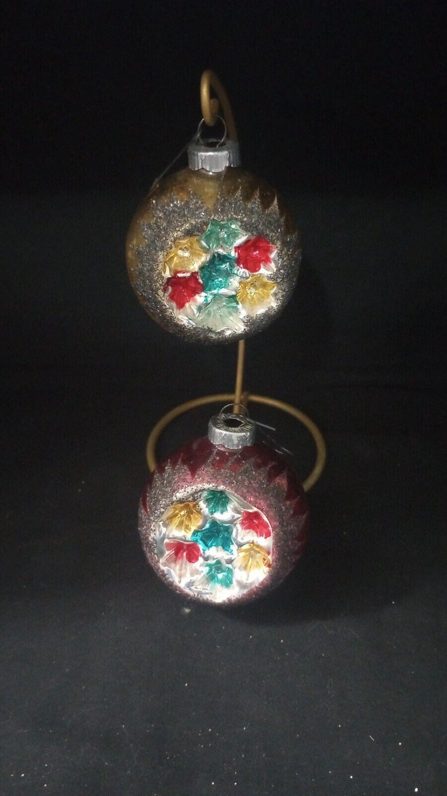 (2) VTG Mercury Glass Indent Christmas Ornaments ~ West Germany ~ 2-1/2\