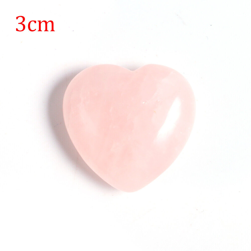 3~4.5cm Natural Rose Quartz Love Heart Shaped Pink Crystal Palm Healing Gemstone