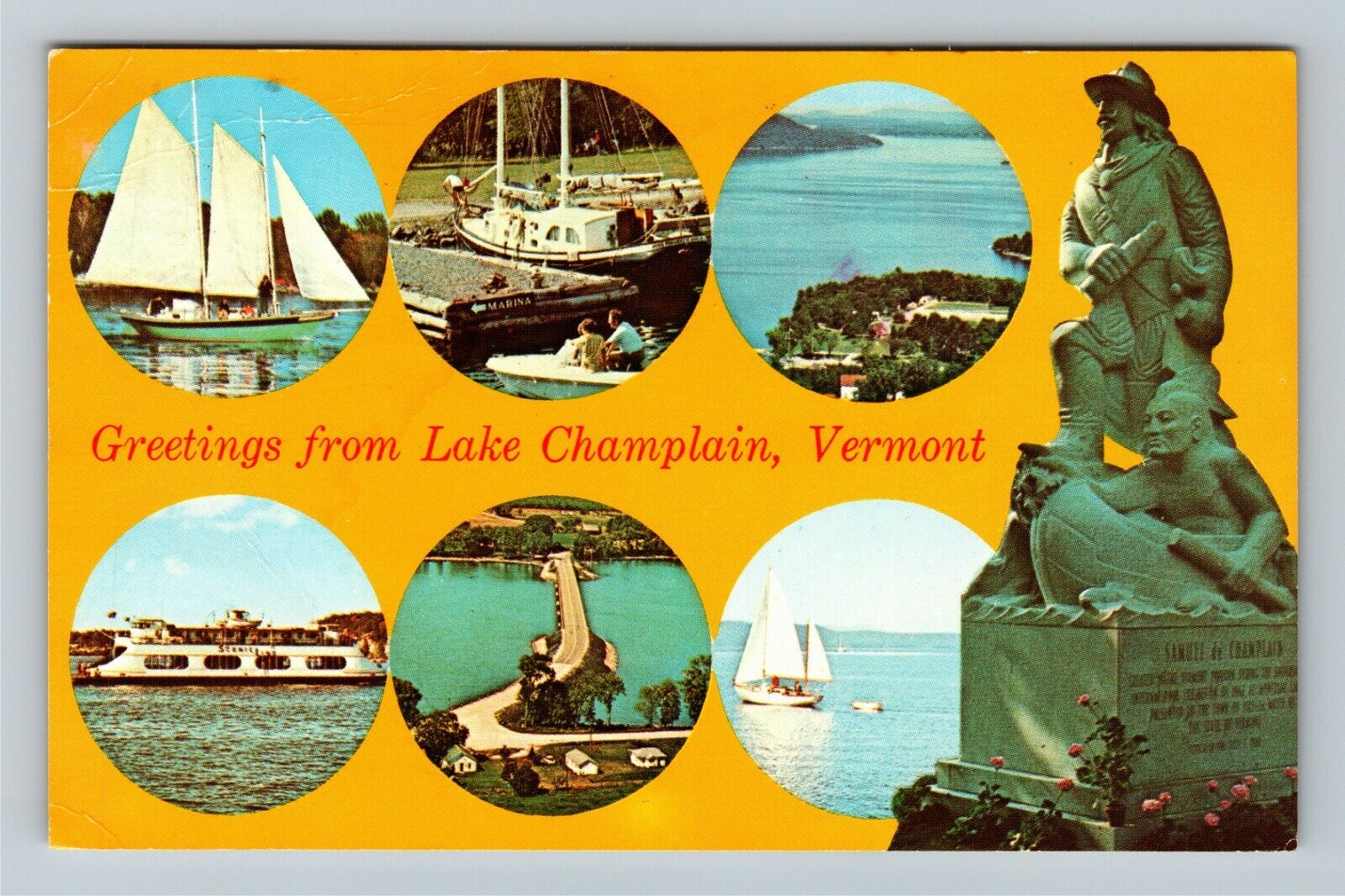 Lake Champlain VT-Vermont, Scenic Greetings, Montage, c1978 Vintage Postcard
