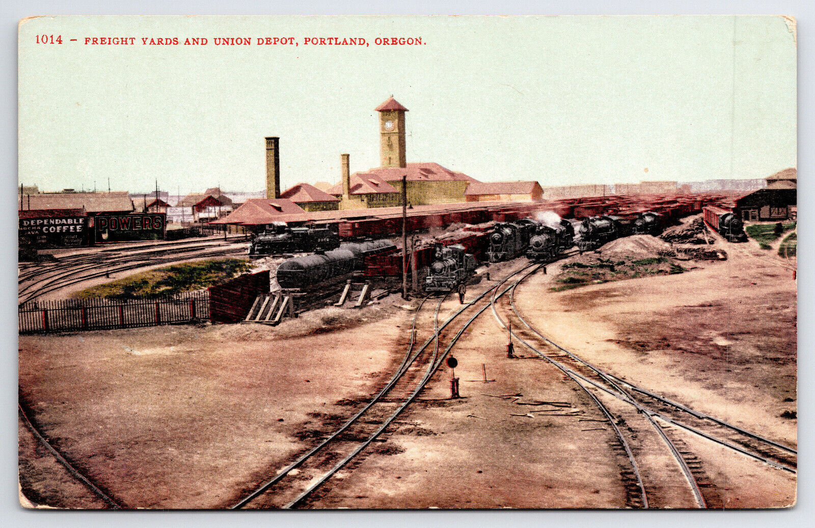 Vintage Postcard C1910 Freight Yards And Union Depot, Portland, Oregon