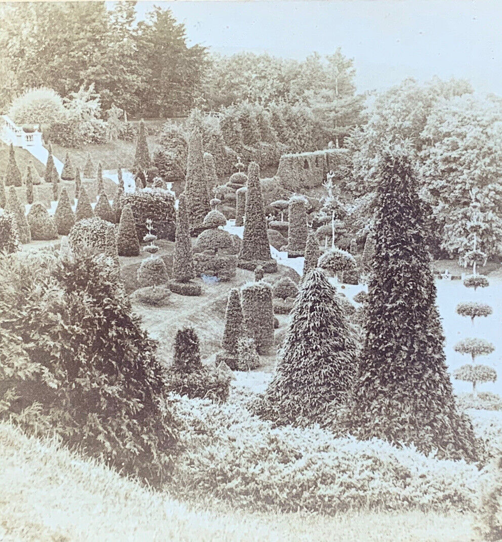 Hunnewell’s Italian Gardens Old Photo Stereoview Wellesley, Massachusetts
