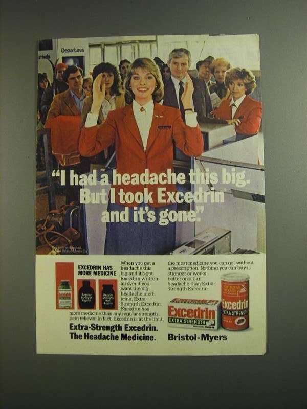1984 Excedrin Medicine Ad - Had a Headache This Big