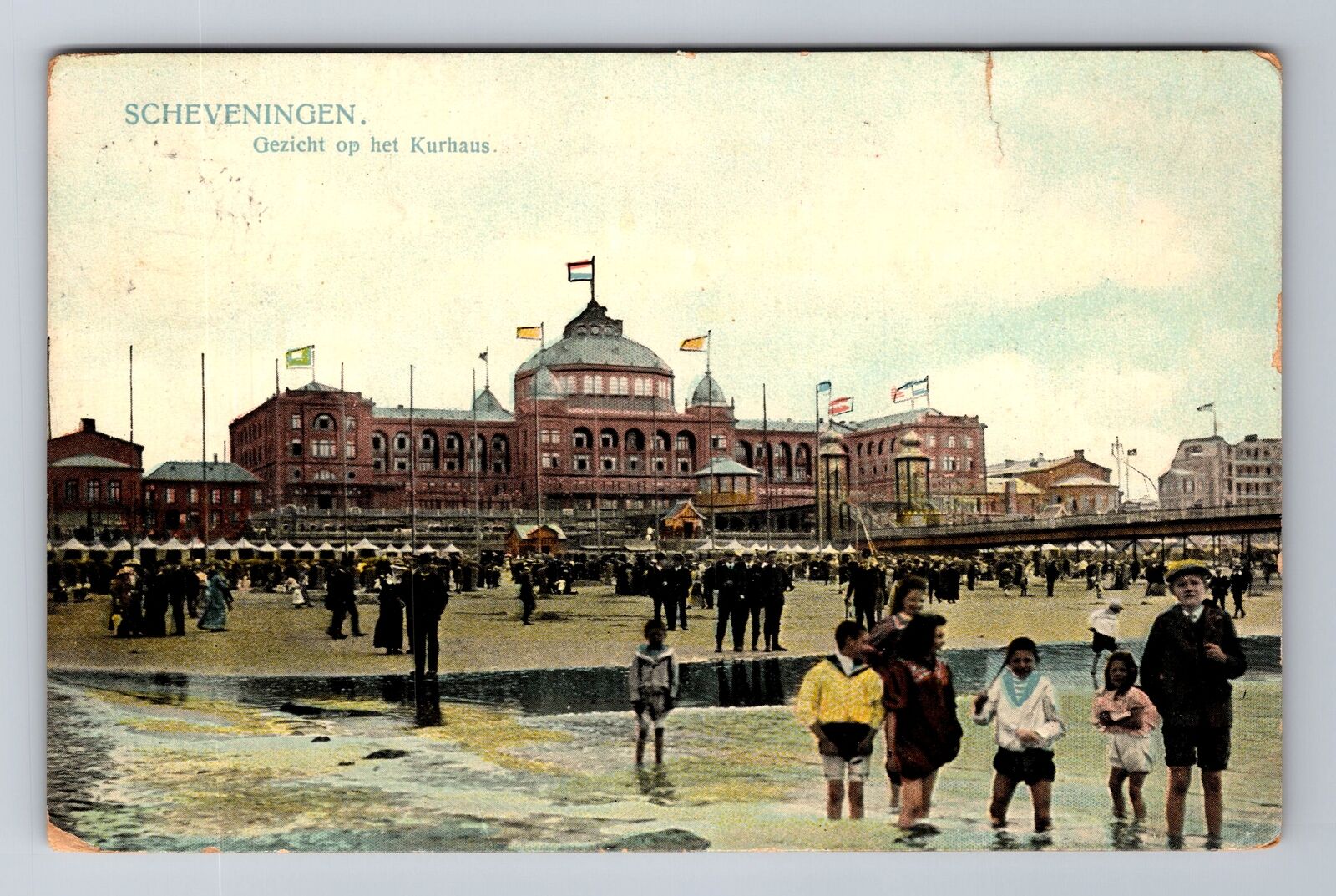 Hague Netherlands, Scheveningen Gezicht Op Het Kurhaus Souvenir Vintage Postcard