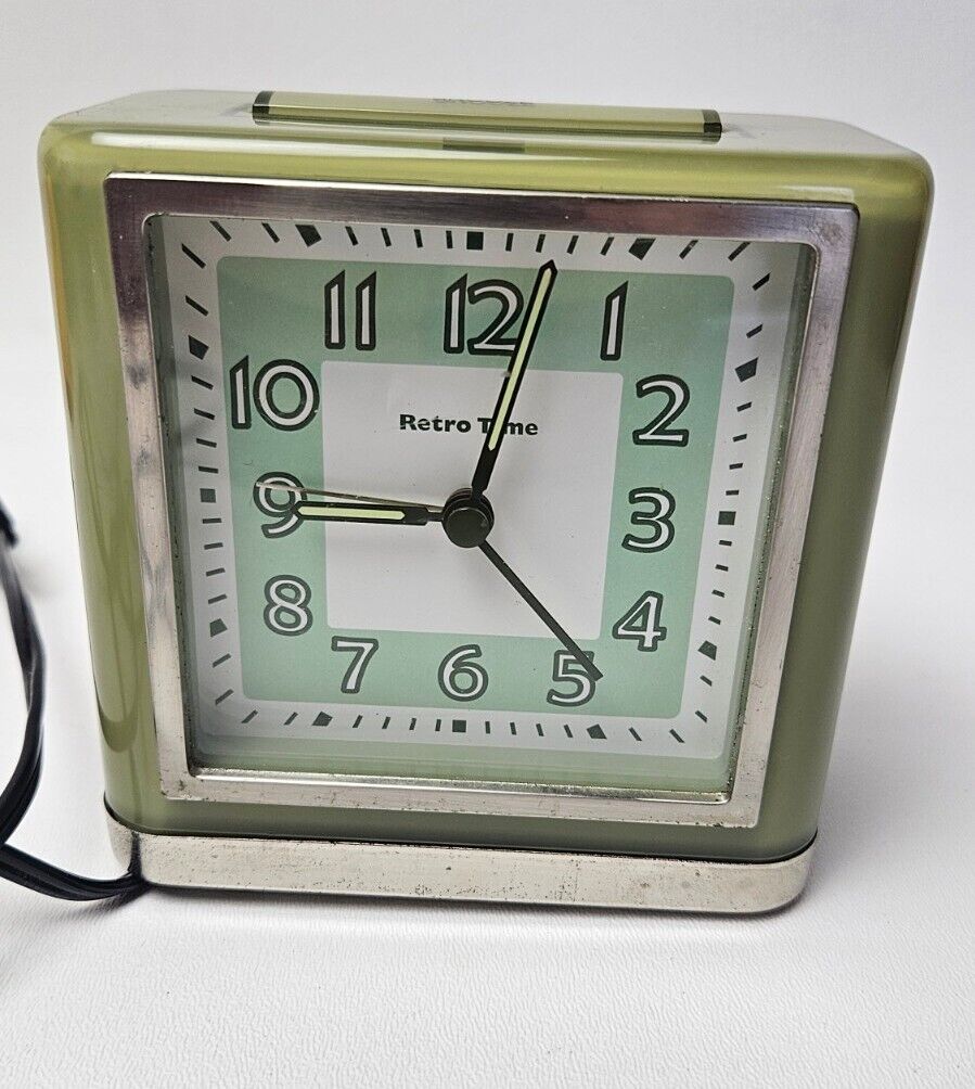 Levenger Retro Time Alarm Clock Avocado Green Lucite