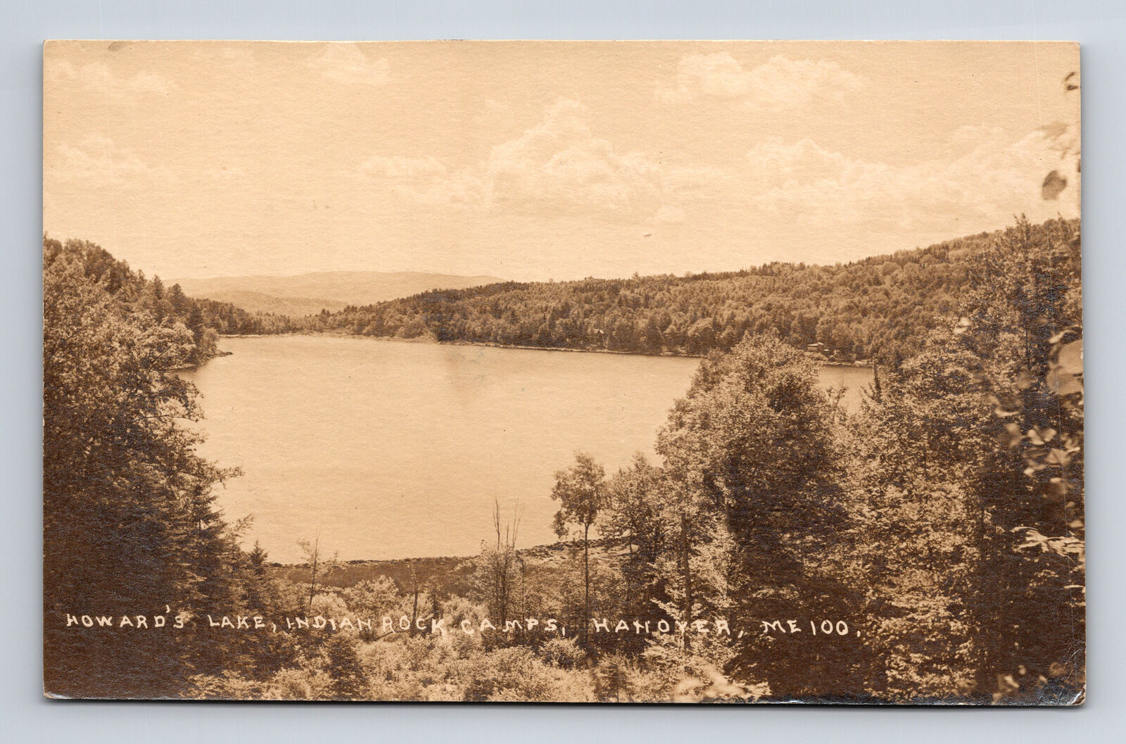 1922 RPPC Howard\'s Lake Indian Rock Camps Hanover ME Postcard