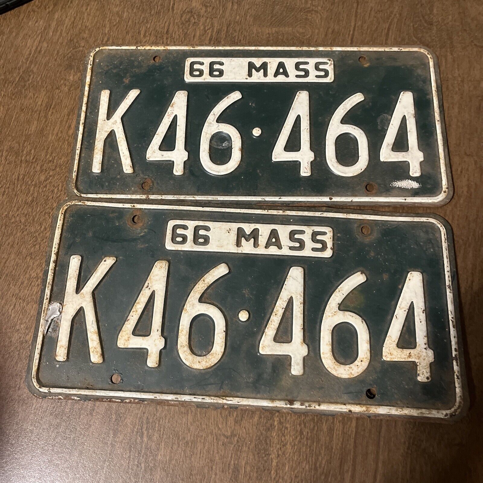 Massachusetts License Plate 1966 Pair Set Tag 66 Mass