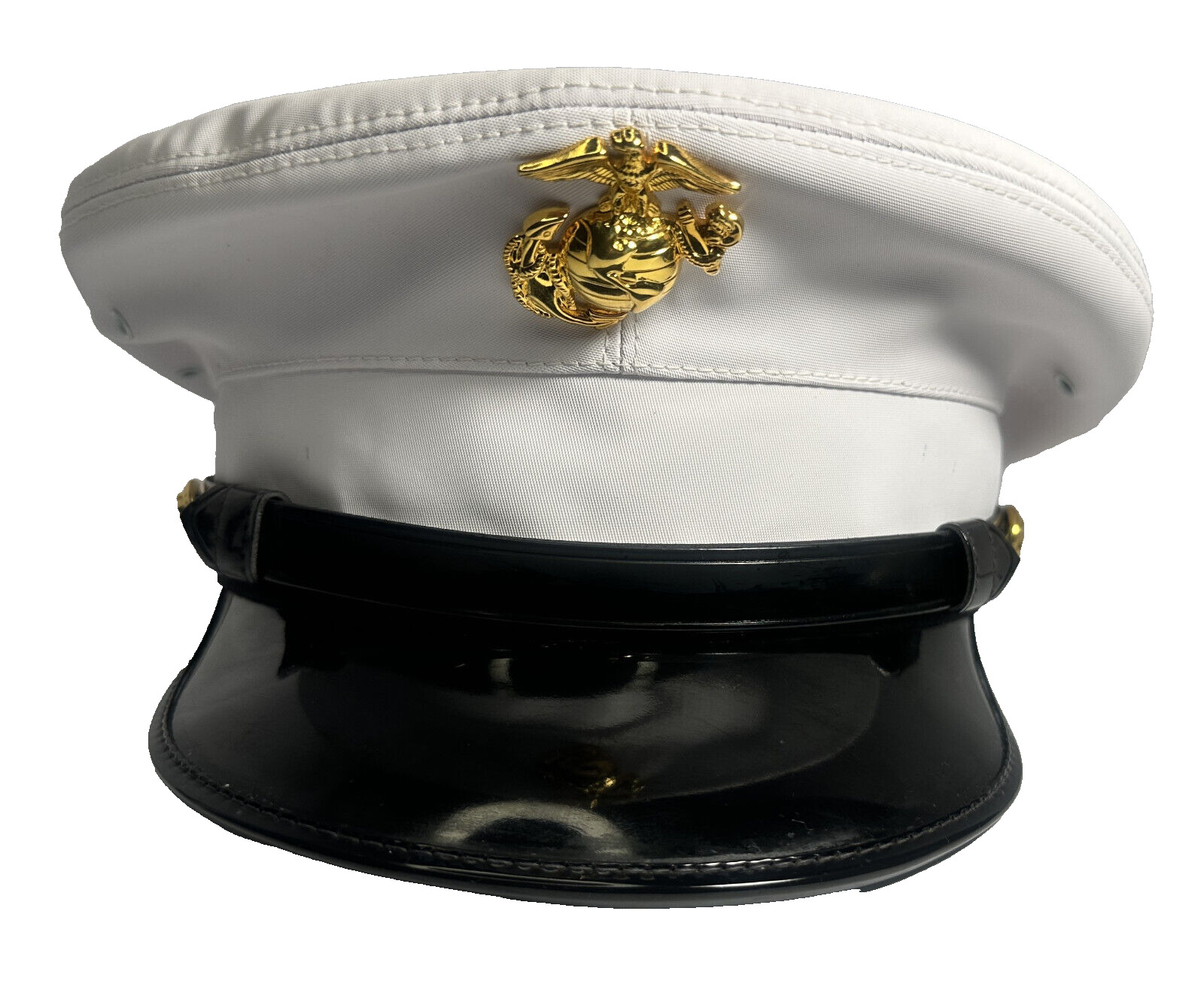 USMC Marine Corps Marine Dress Blue Enlisted Vinyl Service White Dress Cap Hat
