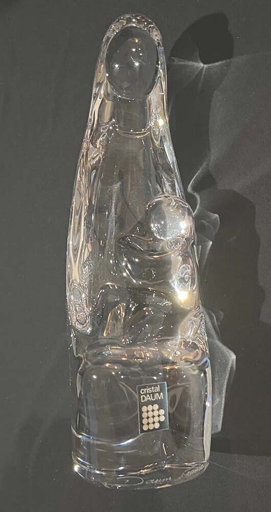 Rare DAUM France Modonna Mary & Jesus Abstract Crystal Decor 9.5\
