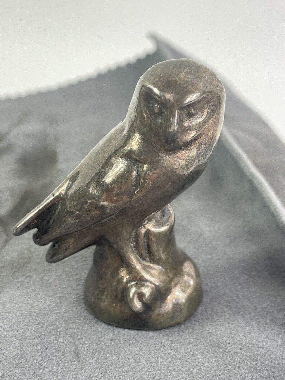 .925 Silver Owl of Athena or Minerva Metal Sculpture  Greek Mythology 2-1/4”