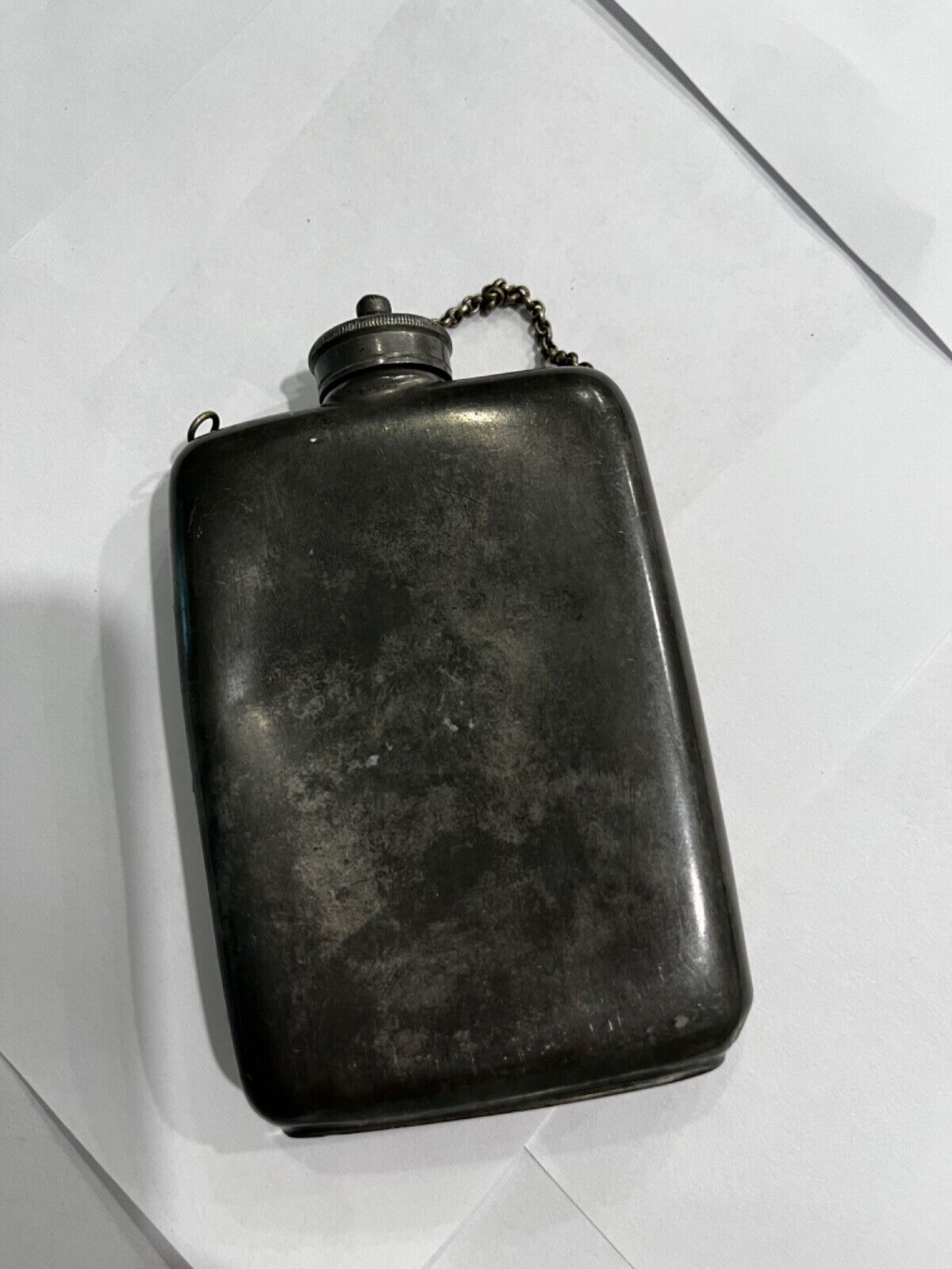 Antique PEWTER Flask  Hutton & Sons Sheffield England Early Mark
