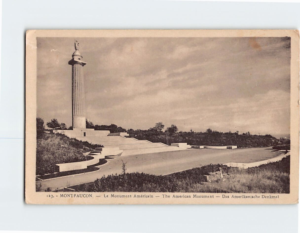 Postcard The American Monument Montfaucon France