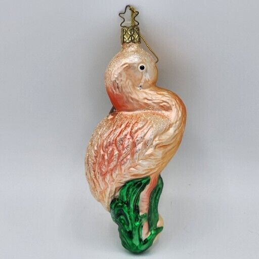 Inge Glas Pink Flamingo  German Christmas Ornament Mouth Blown Hand Painted NEW 
