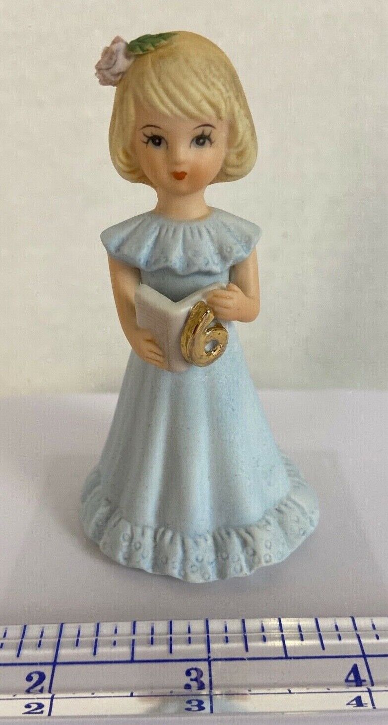 Figurine Enesco Birthday Girl 6 Porcelain Growing Up Blue Dress 1981 No Box  S1
