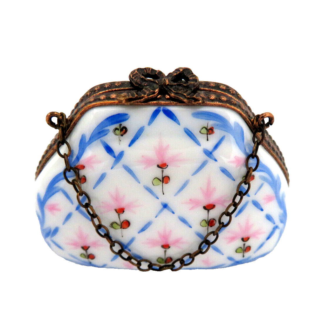 LIMOGES France Porcelain Purse Handbag Trinket Box